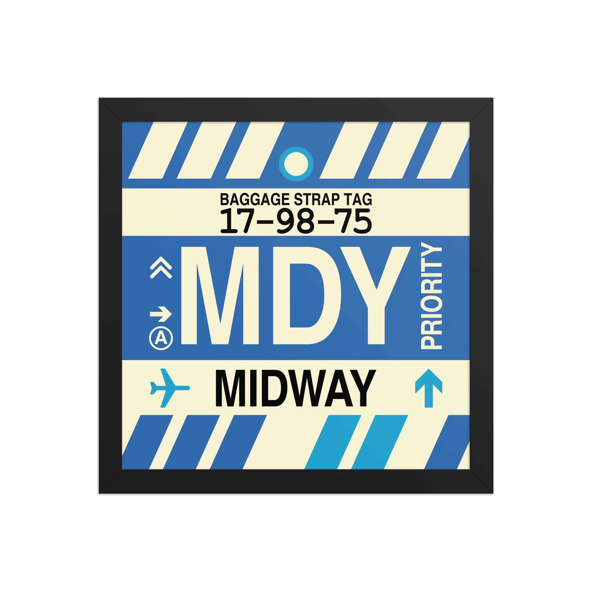 MDY Midway Framed Print • Jet Age Baggage Tag Design • YHM Designs - Image 03