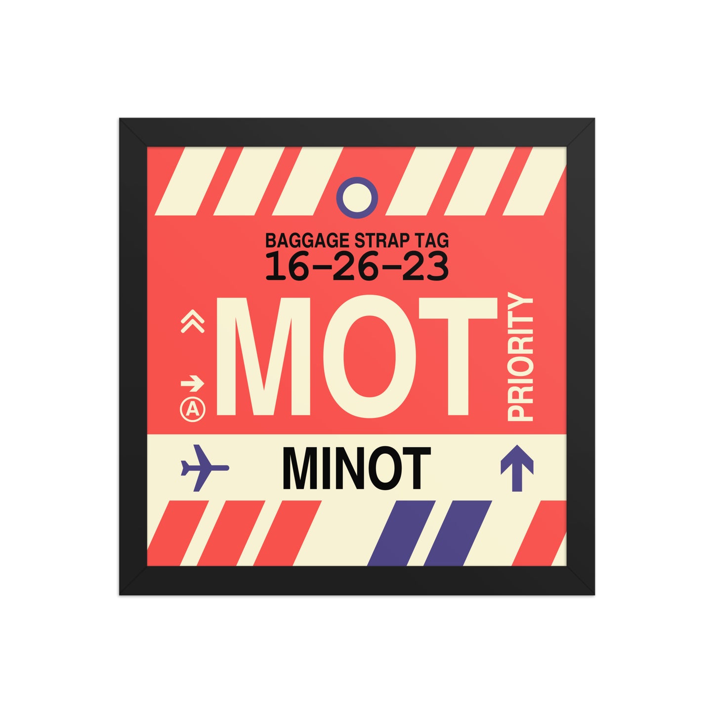 MOT Minot Framed Print • Jet Age Baggage Tag Design • YHM Designs - Image 03