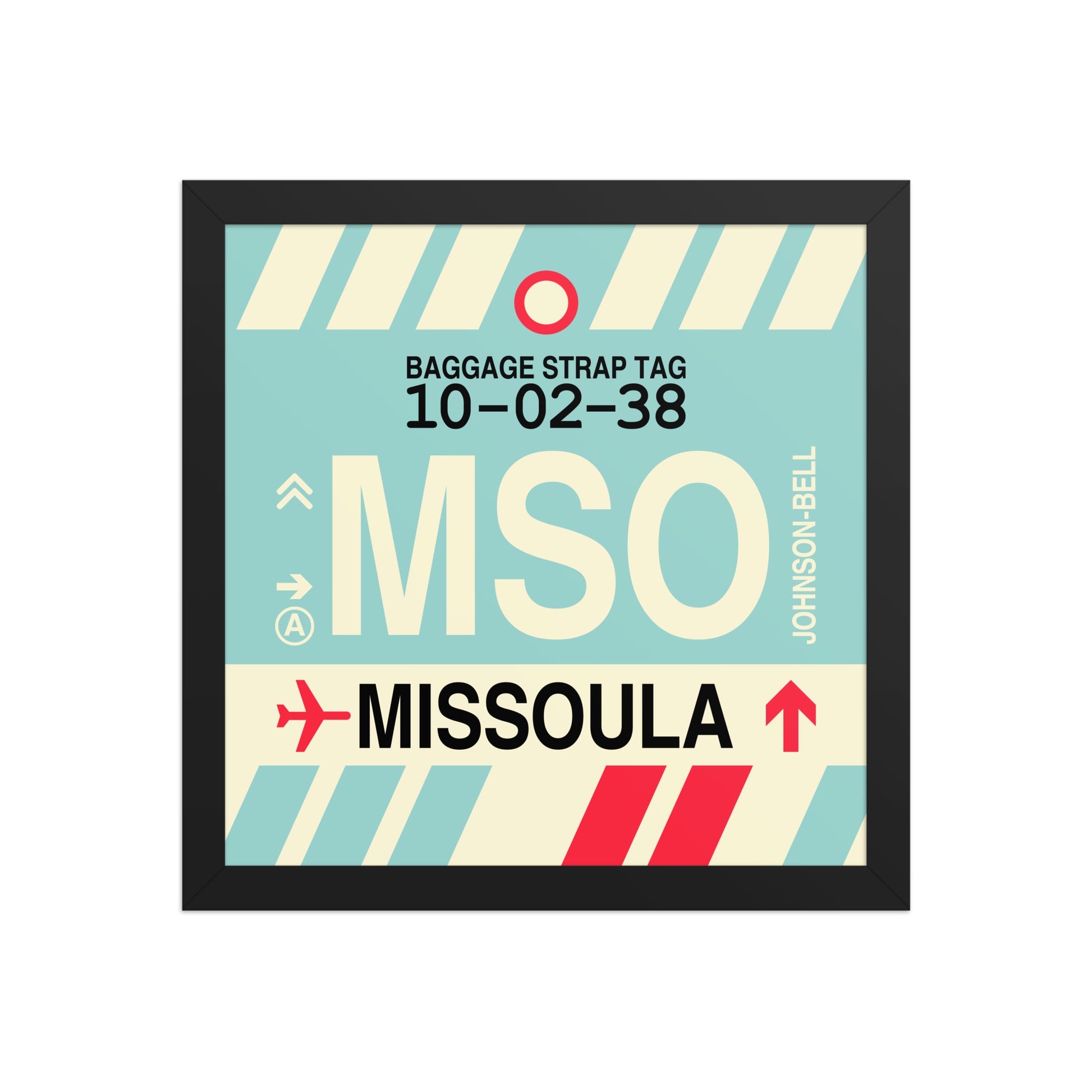 MSO Missoula Framed Print • Jet Age Baggage Tag Design • YHM Designs - Image 03