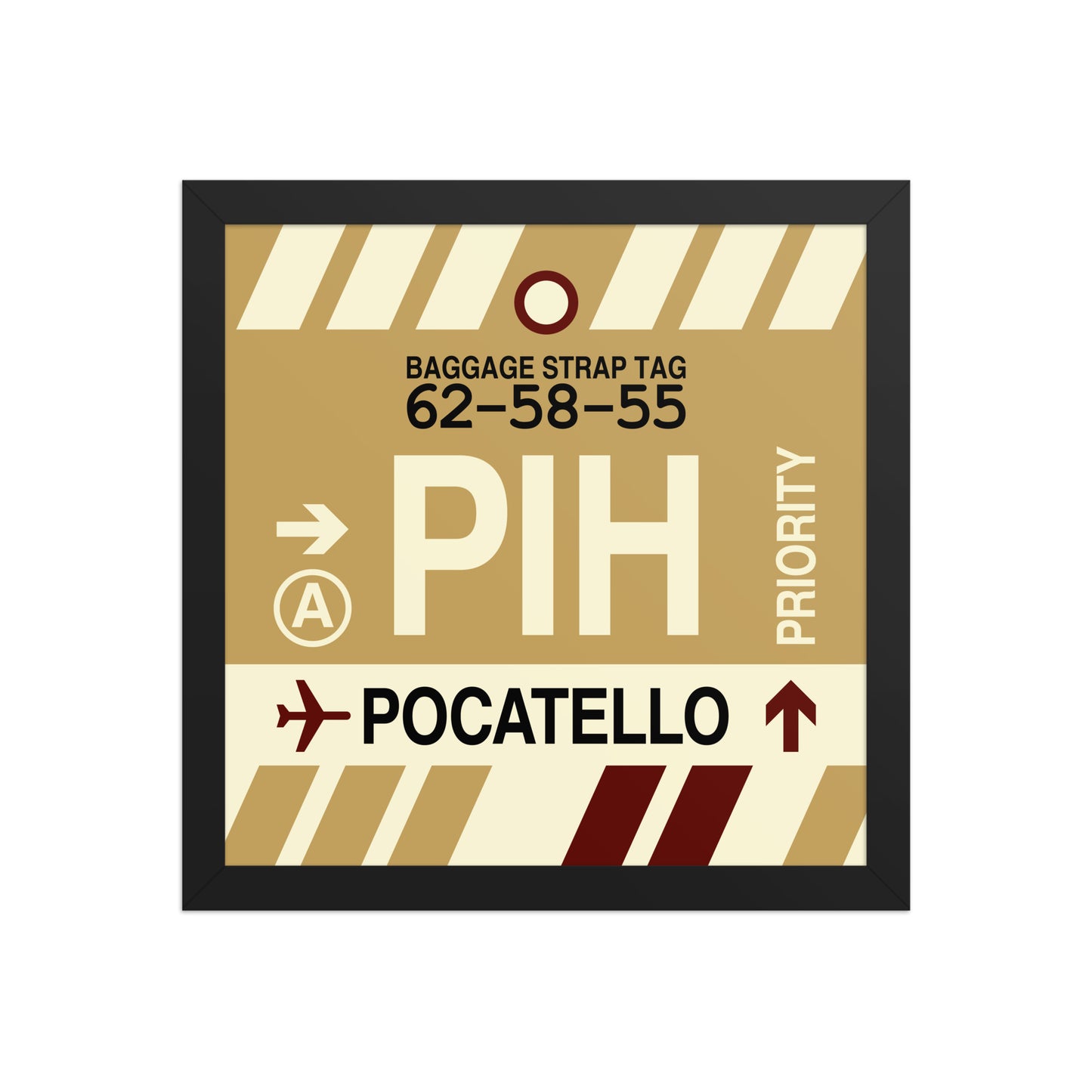 PIH Pocatello Framed Print • Jet Age Baggage Tag Design • YHM Designs - Image 03