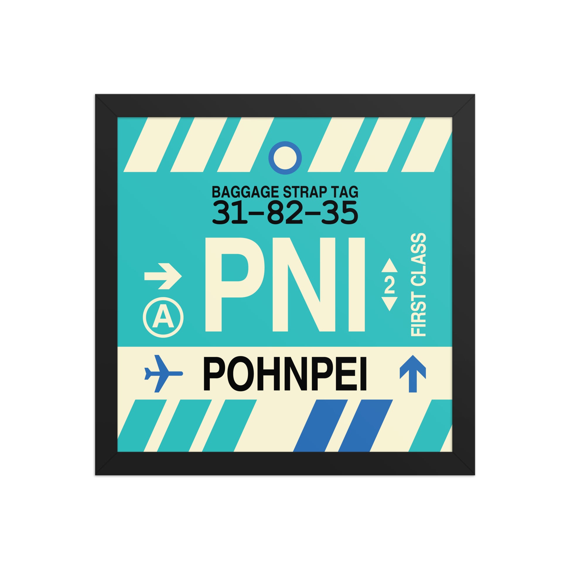 PNI Pohnpei Framed Print • Jet Age Baggage Tag Design • YHM Designs - Image 03