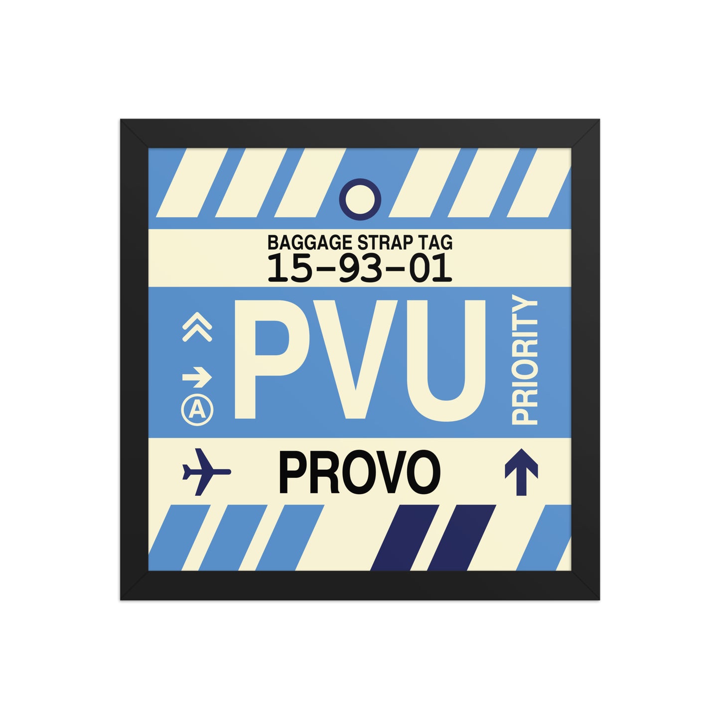 PVU Provo Framed Print • Jet Age Baggage Tag Design • YHM Designs - Image 03