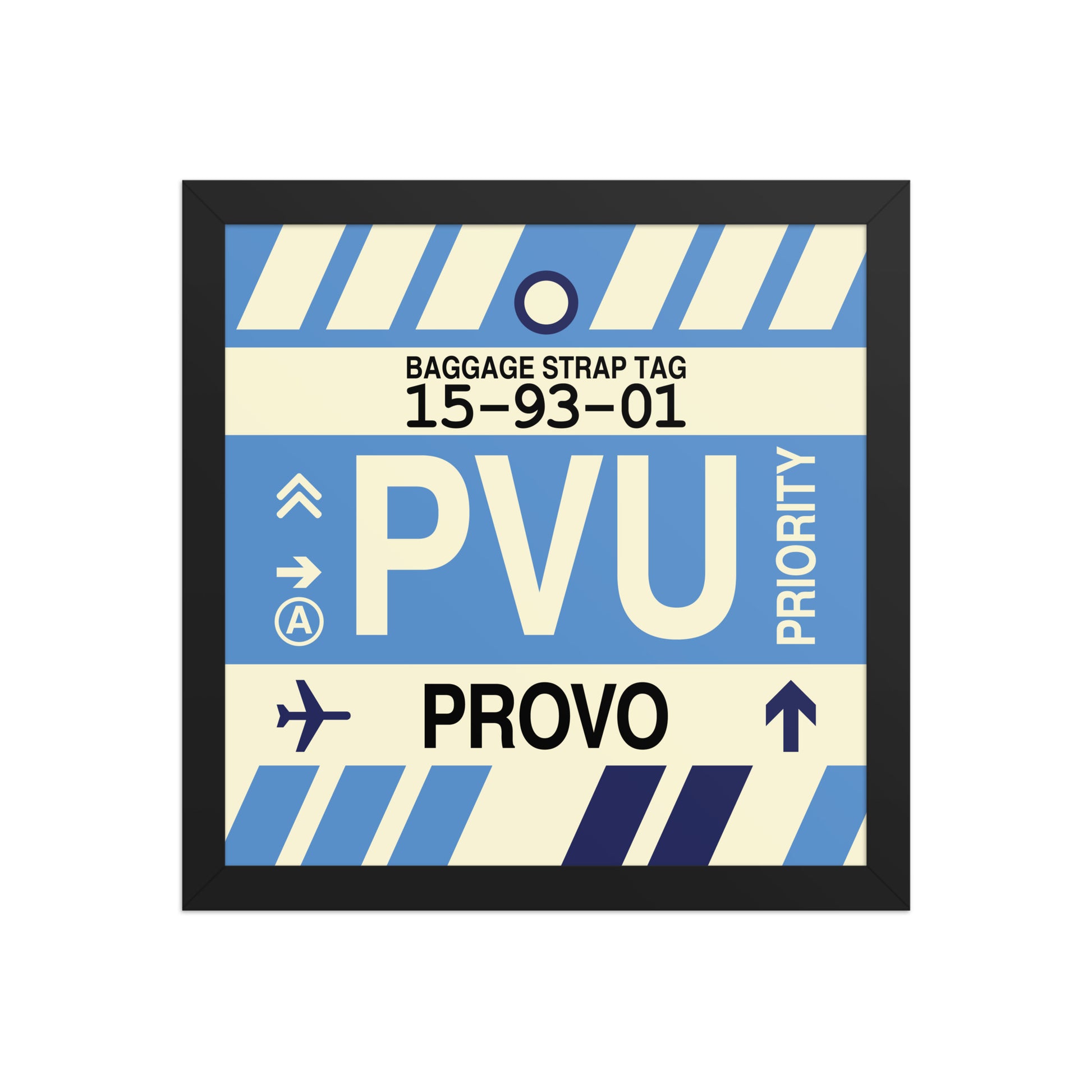PVU Provo Framed Print • Jet Age Baggage Tag Design • YHM Designs - Image 03