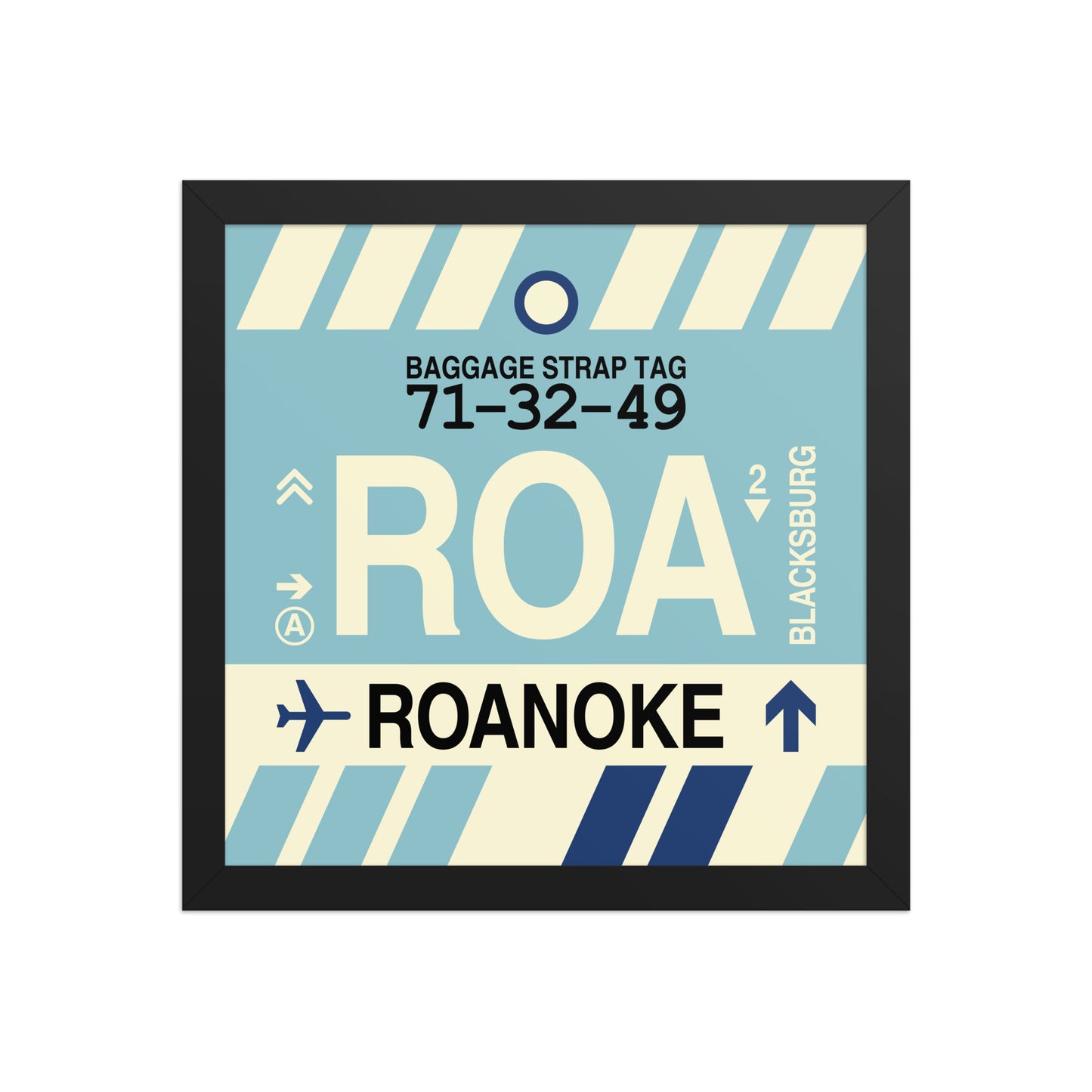 ROA Roanoke Framed Print • Jet Age Baggage Tag Design • YHM Designs - Image 03