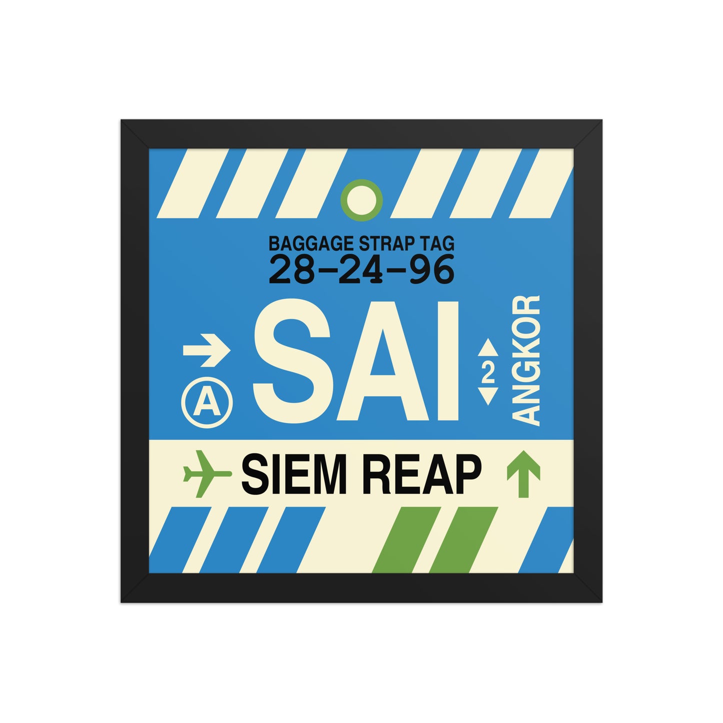 SAI Siem Reap-Angkor Framed Print • Jet Age Baggage Tag Design • YHM Designs - Image 03