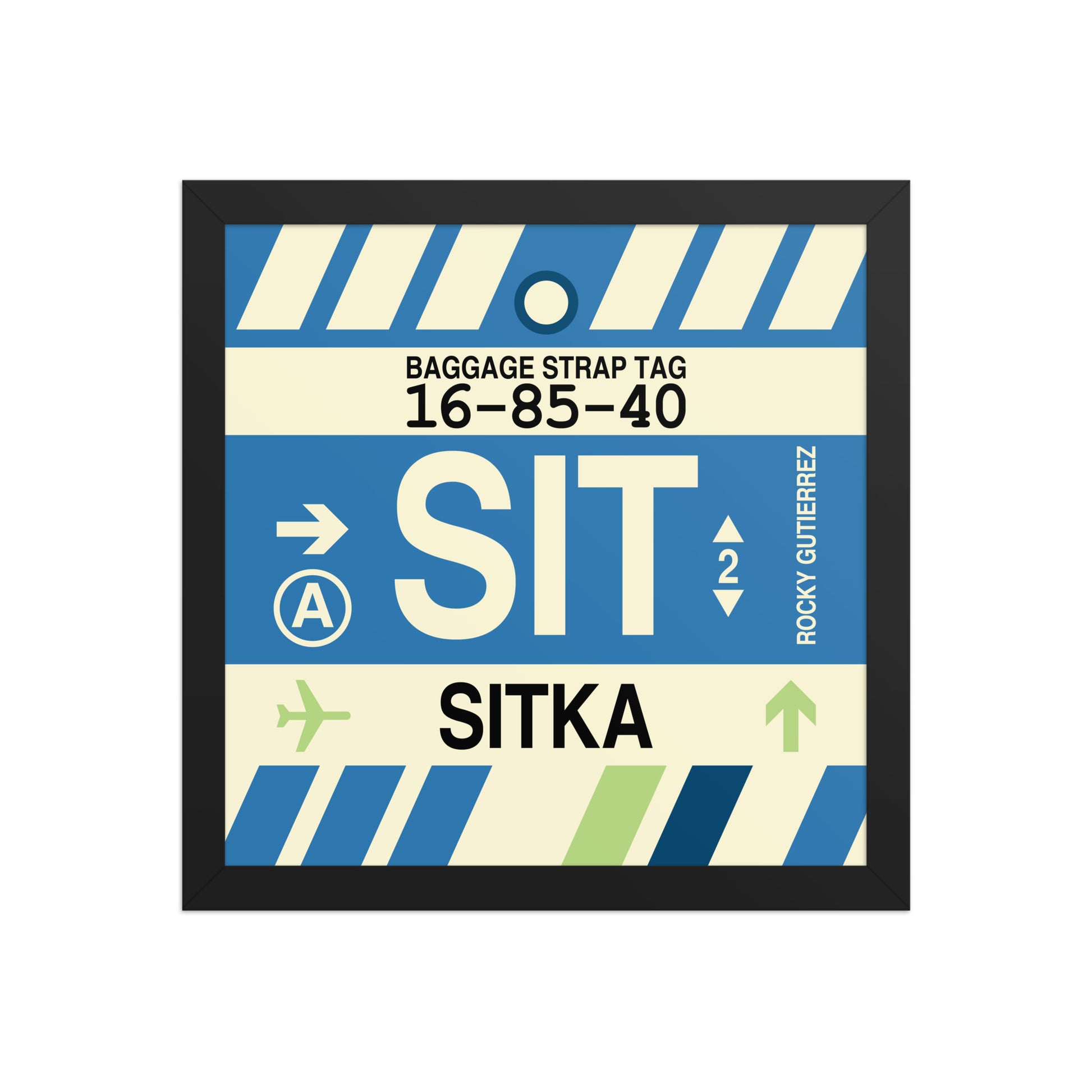 SIT Sitka Framed Print • Jet Age Baggage Tag Design • YHM Designs - Image 03