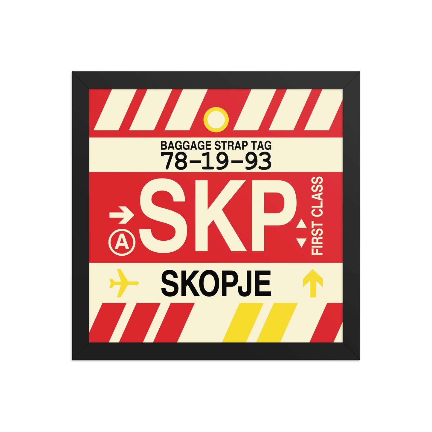SKP Skopje Framed Print • Jet Age Baggage Tag Design • YHM Designs - Image 03