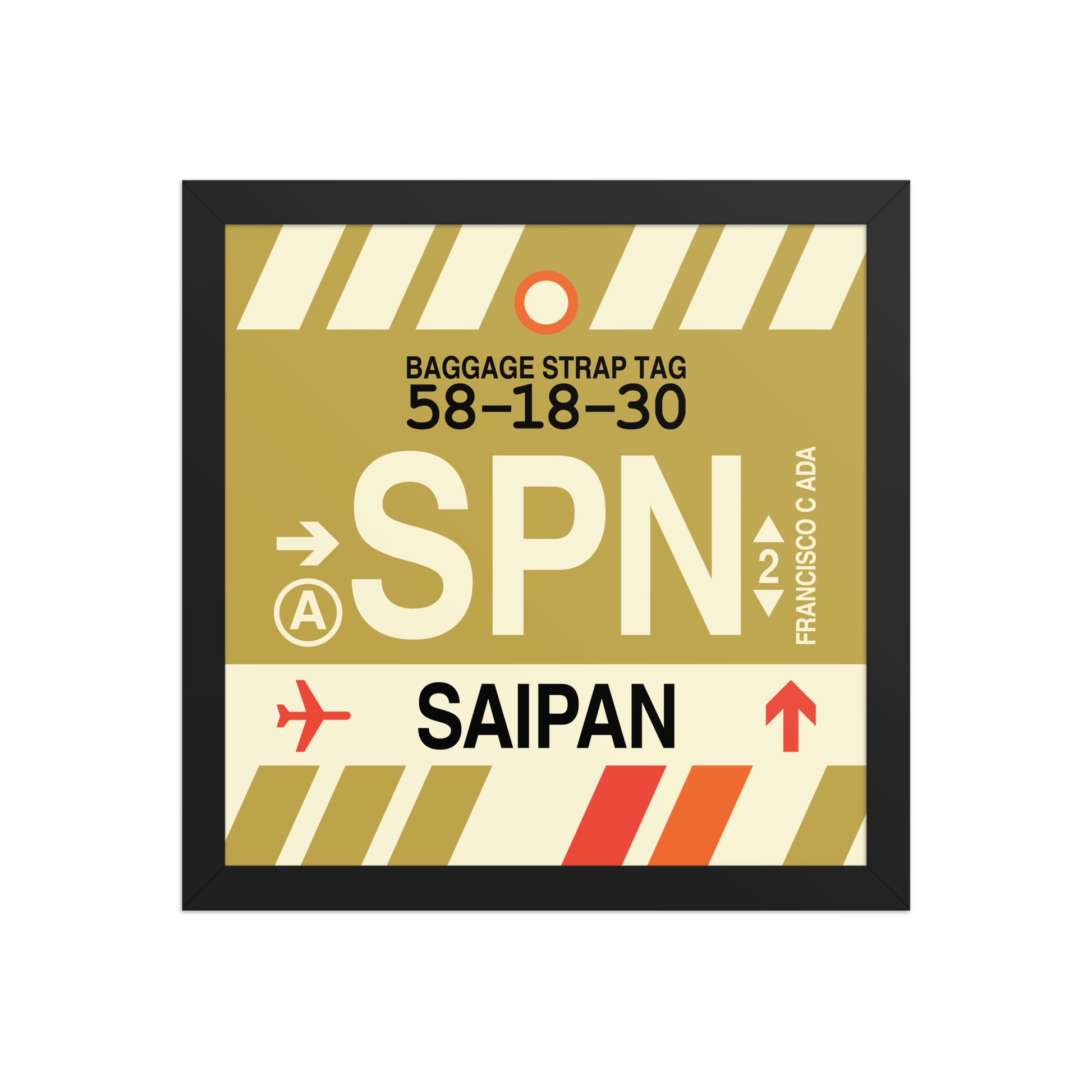 SPN Saipan Framed Print • Jet Age Baggage Tag Design • YHM Designs - Image 03
