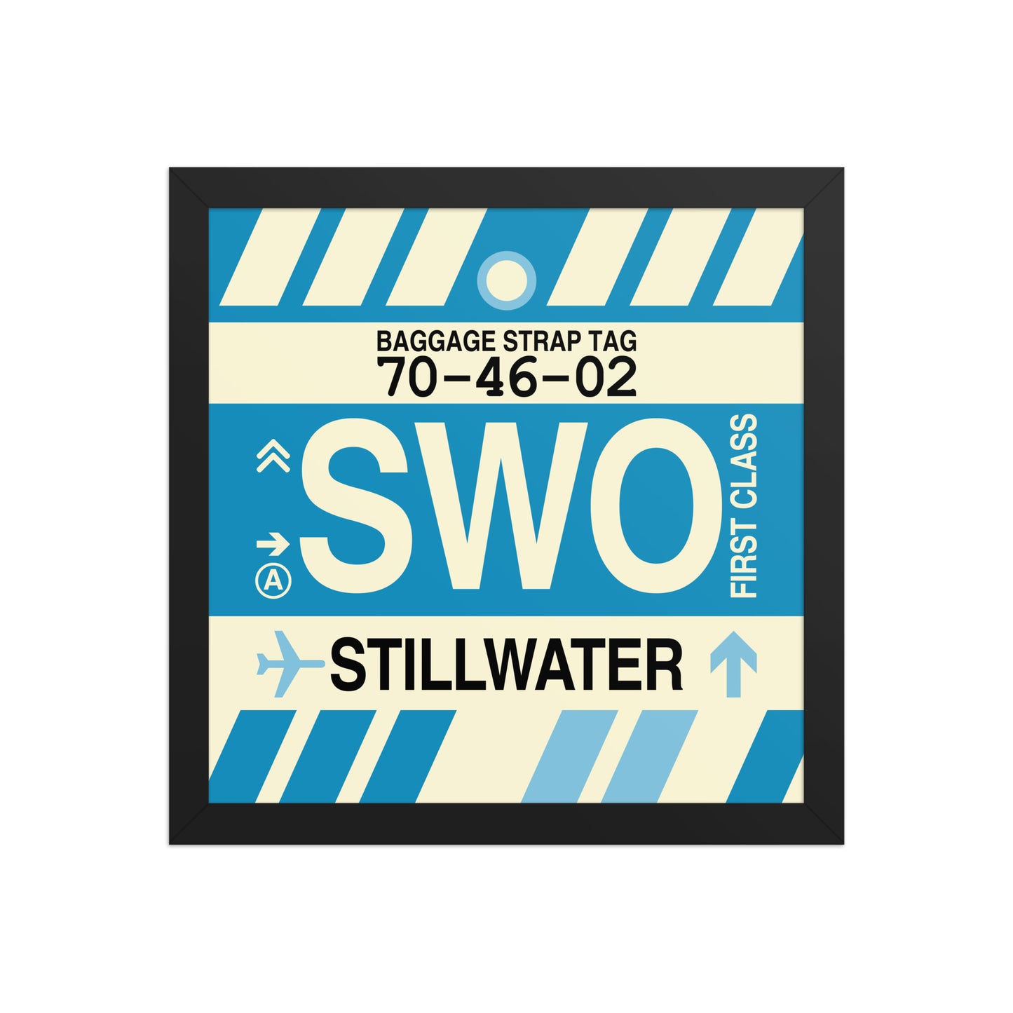 SWO Stillwater Framed Print • Jet Age Baggage Tag Design • YHM Designs - Image 03