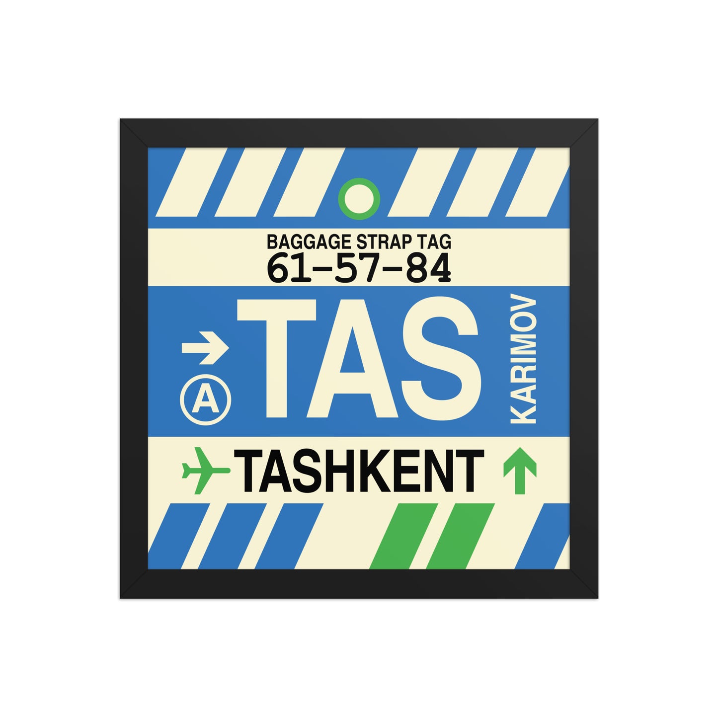 TAS Tashkent Framed Print • Jet Age Baggage Tag Design • YHM Designs - Image 03