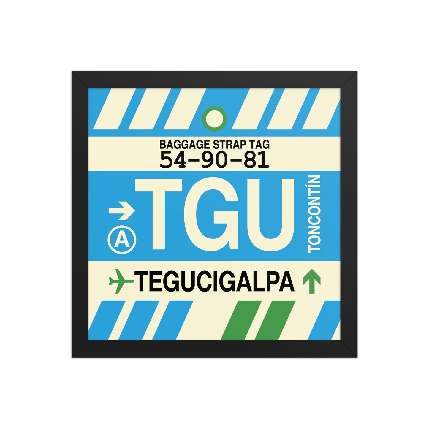 TGU Tegucigalpa Framed Print • Jet Age Baggage Tag Design • YHM Designs - Image 03