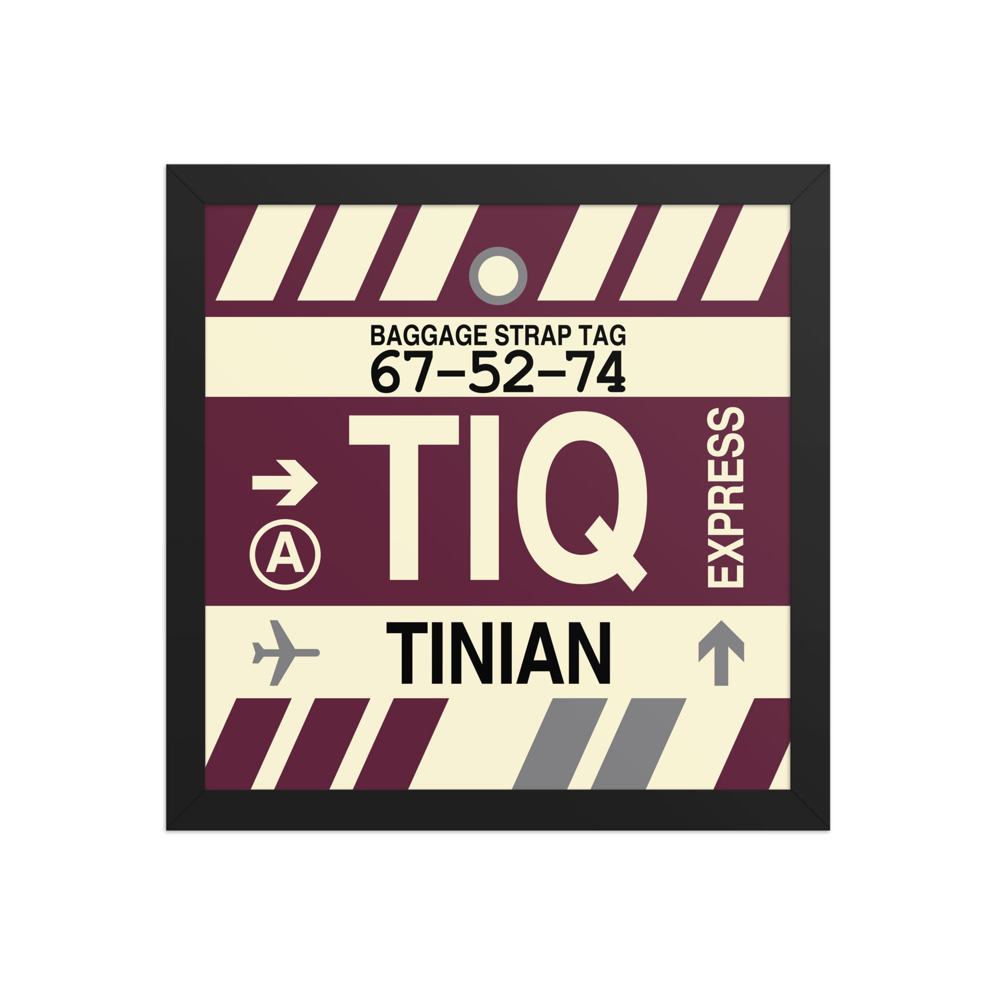 TIQ Tinian Framed Print • Jet Age Baggage Tag Design • YHM Designs - Image 03