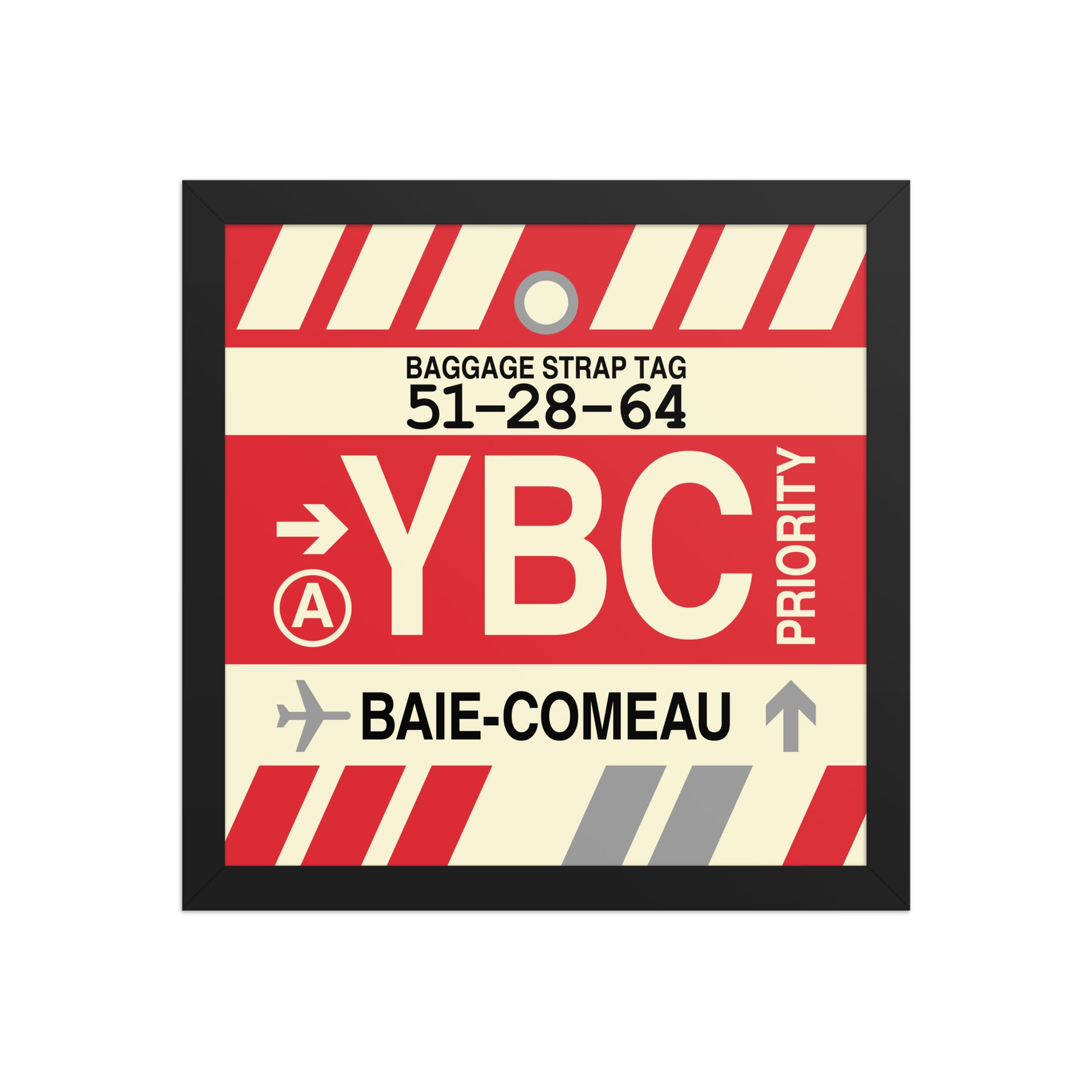 YBC Baie-Comeau Framed Print • Jet Age Baggage Tag Design • YHM Designs - Image 03