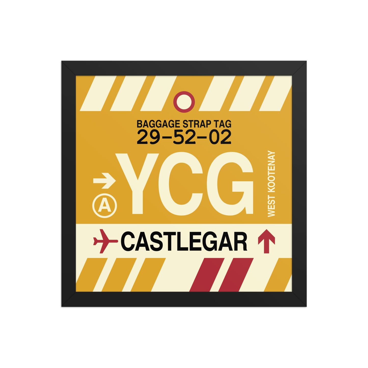 YCG Castlegar Framed Print • Jet Age Baggage Tag Design • YHM Designs - Image 03
