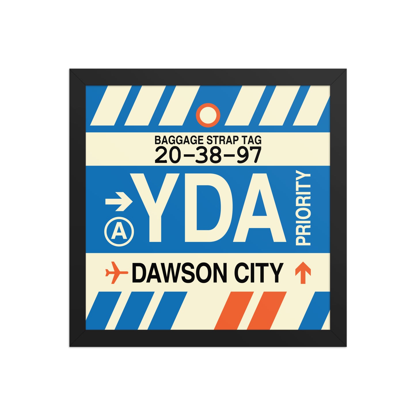 YDA Dawson City Framed Print • Jet Age Baggage Tag Design • YHM Designs - Image 03