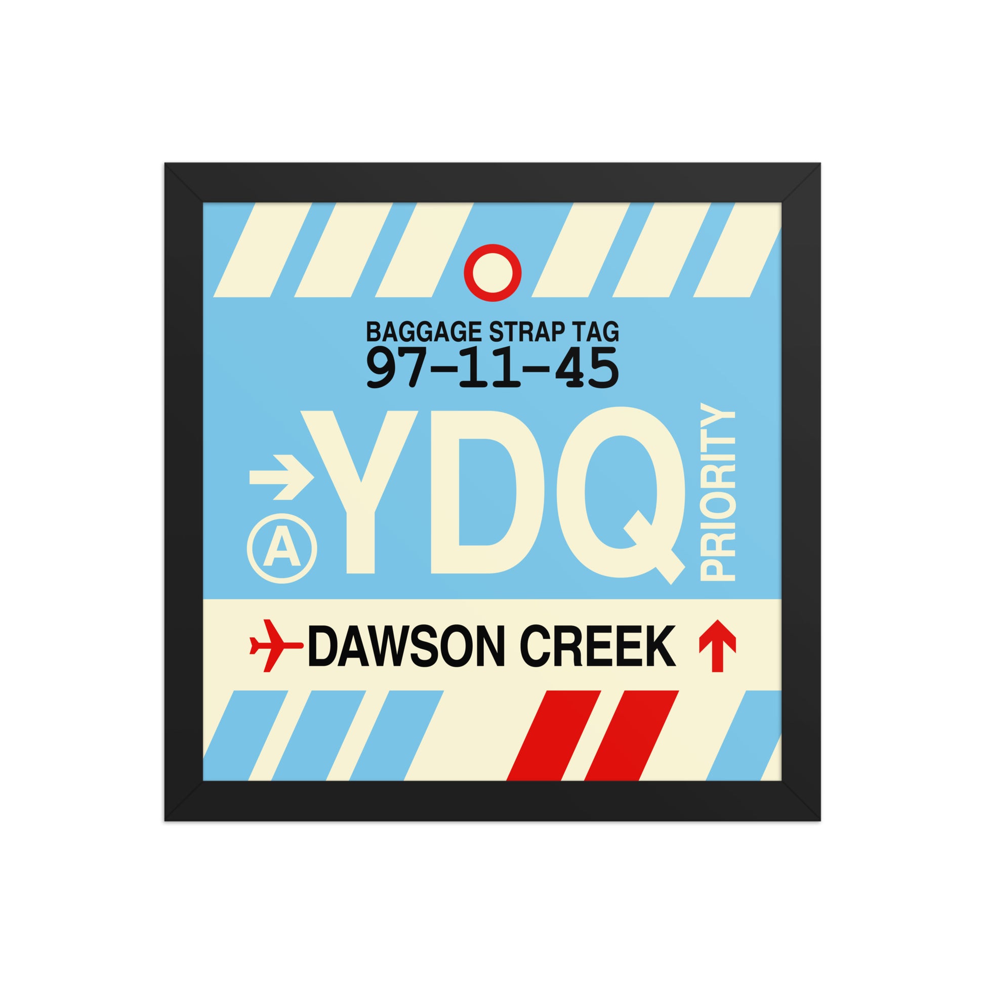 YDQ Dawson Creek Framed Print • Jet Age Baggage Tag Design • YHM Designs - Image 03