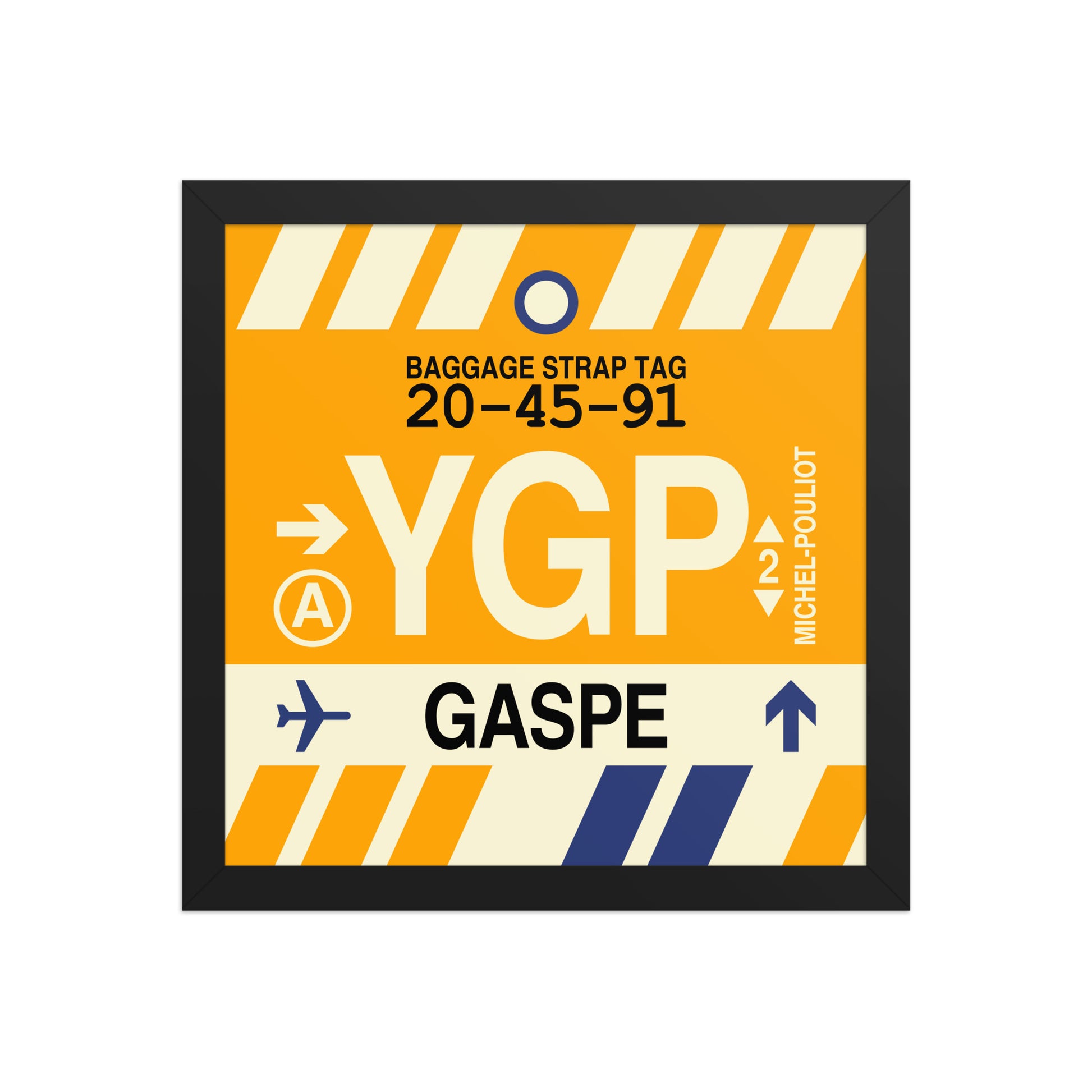 YGP Gaspé Framed Print • Jet Age Baggage Tag Design • YHM Designs - Image 03