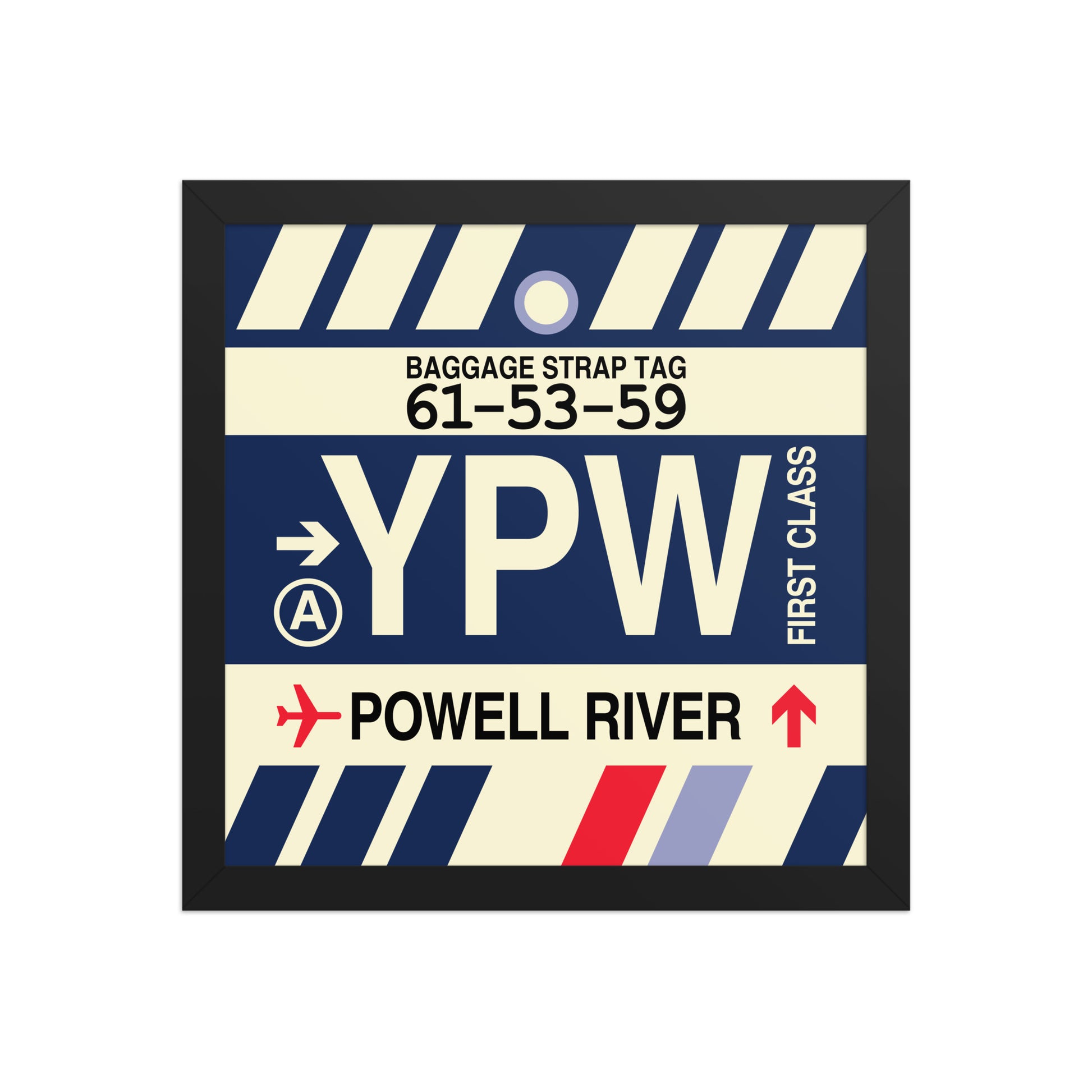 YPW Powell River Framed Print • Jet Age Baggage Tag Design • YHM Designs - Image 03