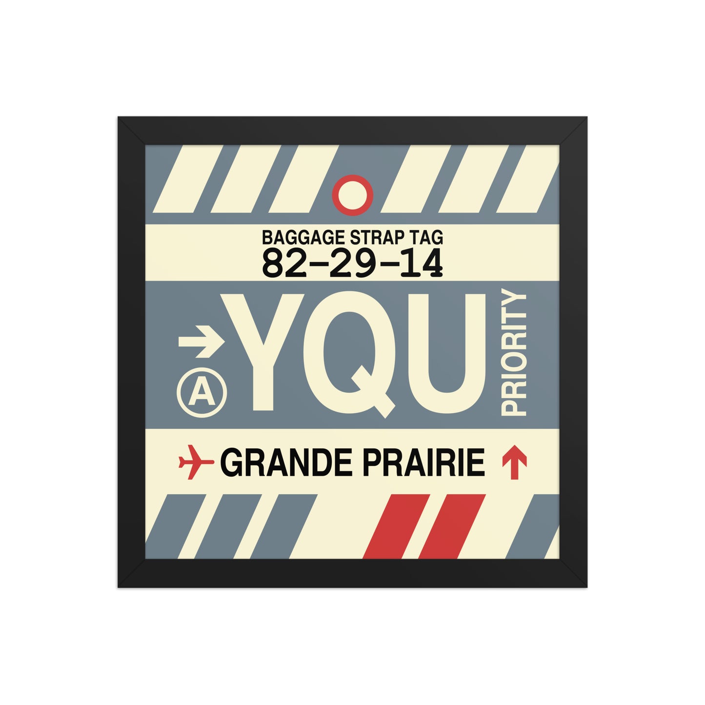 YQU Grande Prairie Framed Print • Jet Age Baggage Tag Design • YHM Designs - Image 03