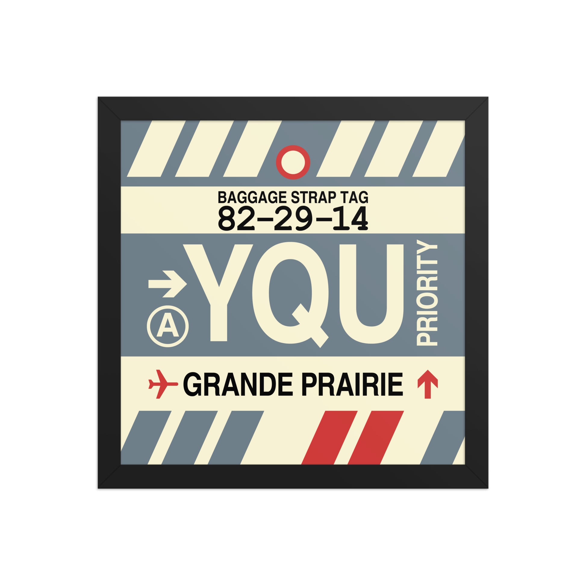 YQU Grande Prairie Framed Print • Jet Age Baggage Tag Design • YHM Designs - Image 03