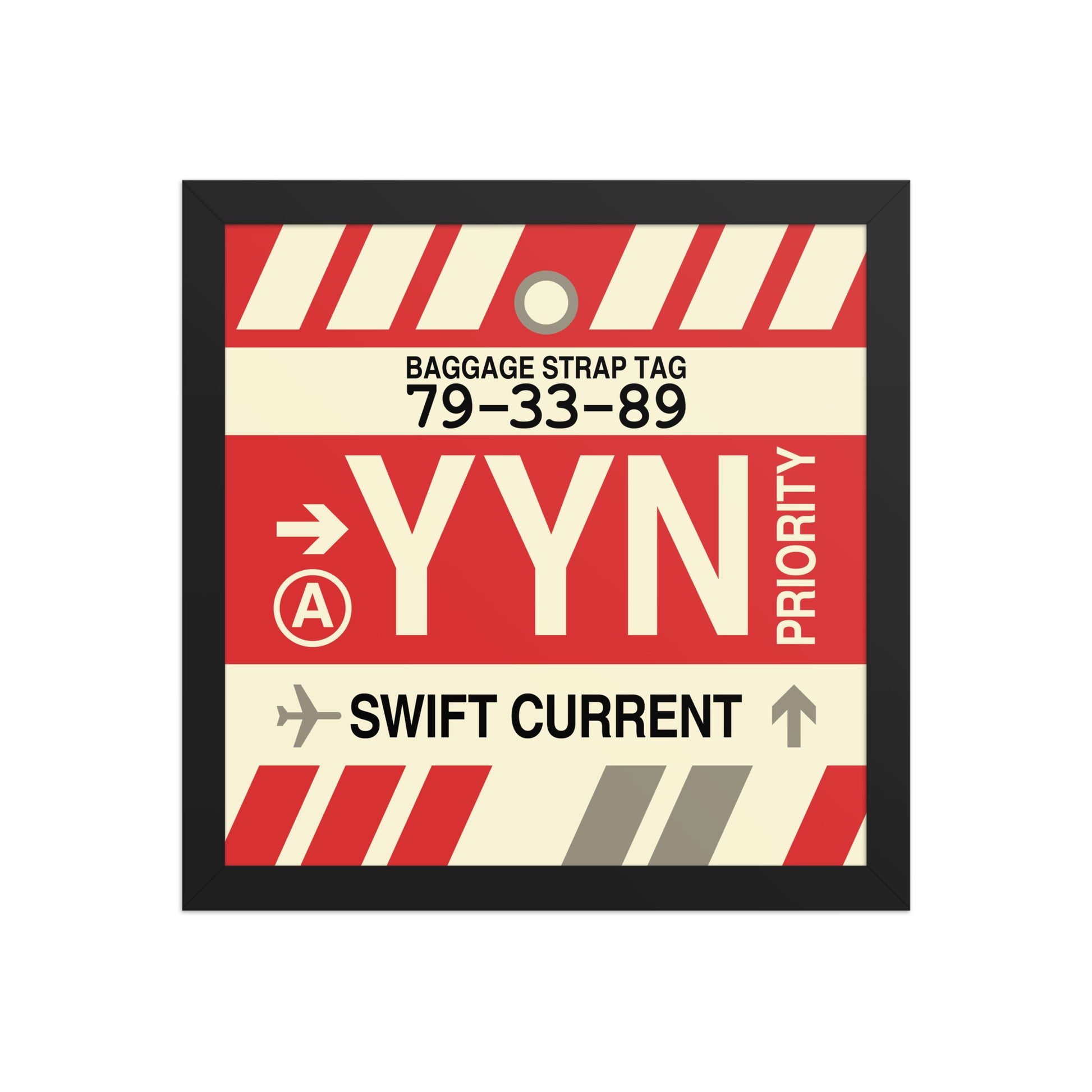YYN Swift Current Framed Print • Jet Age Baggage Tag Design • YHM Designs - Image 03
