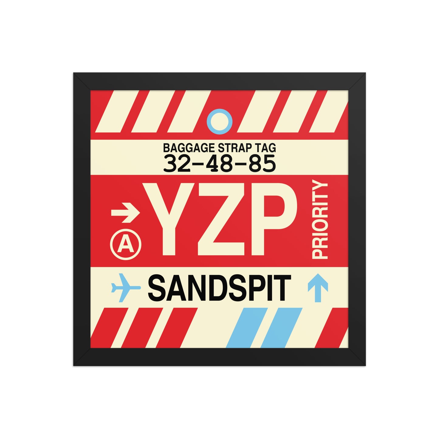 YZP Sandspit Framed Print • Jet Age Baggage Tag Design • YHM Designs - Image 03