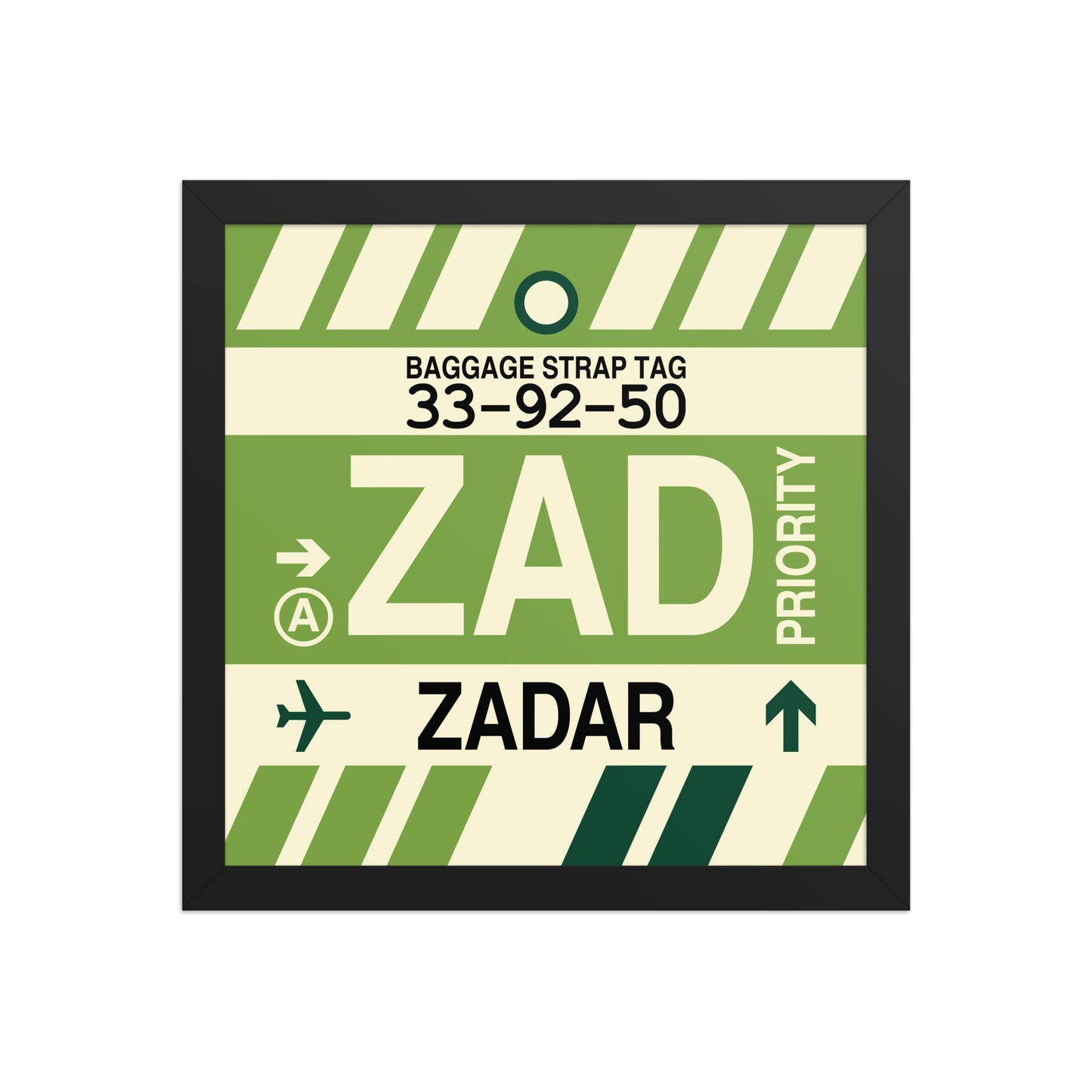 ZAD Zadar Framed Print • Jet Age Baggage Tag Design • YHM Designs - Image 03