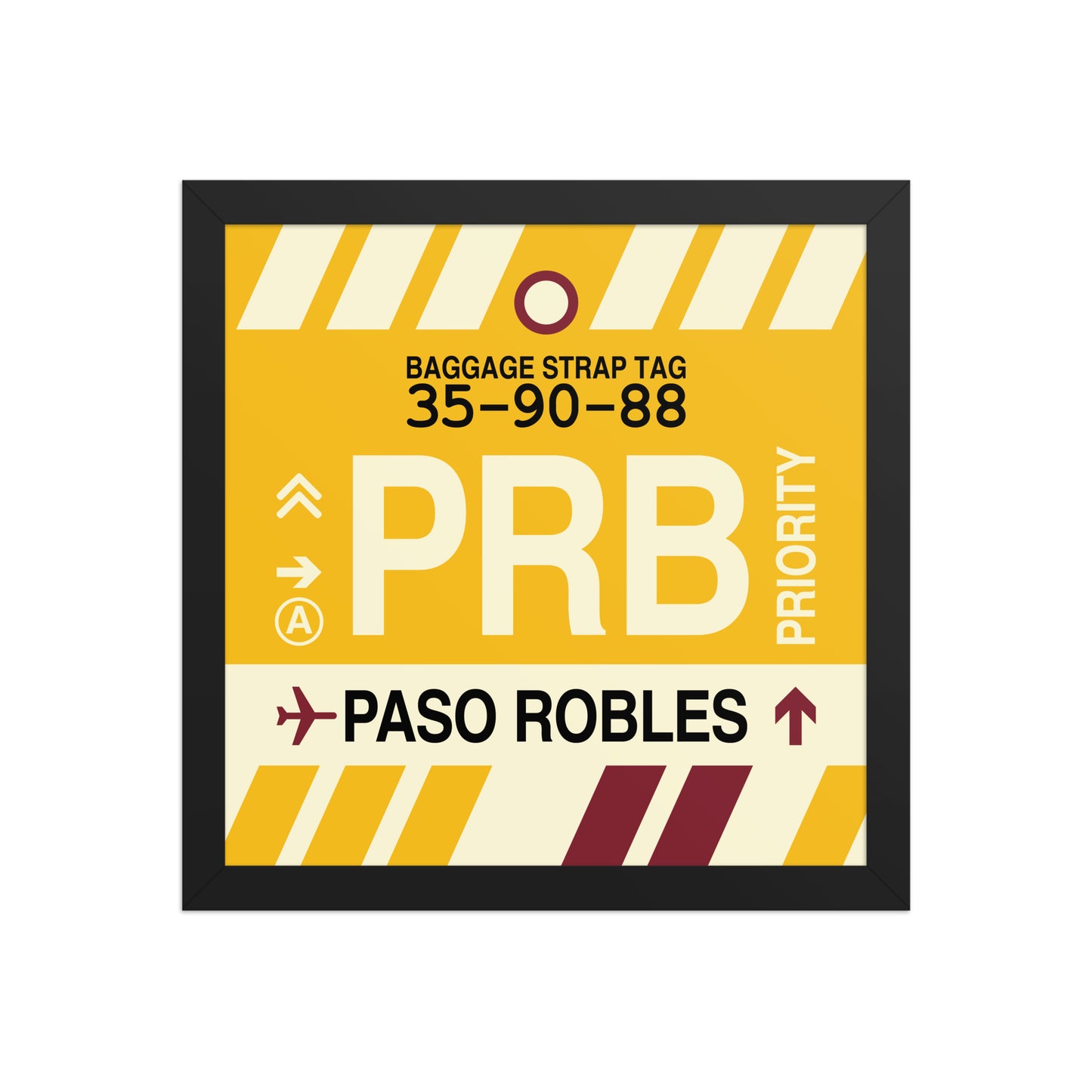 PRB Paso Robles Framed Print • Jet Age Baggage Tag Design • YHM Designs - Image 03