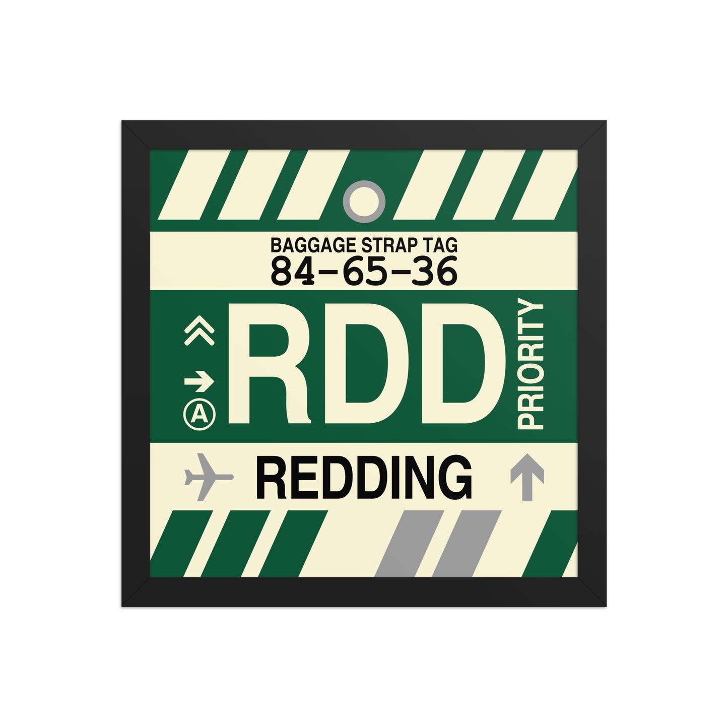 RDD Redding Framed Print • Jet Age Baggage Tag Design • YHM Designs - Image 03