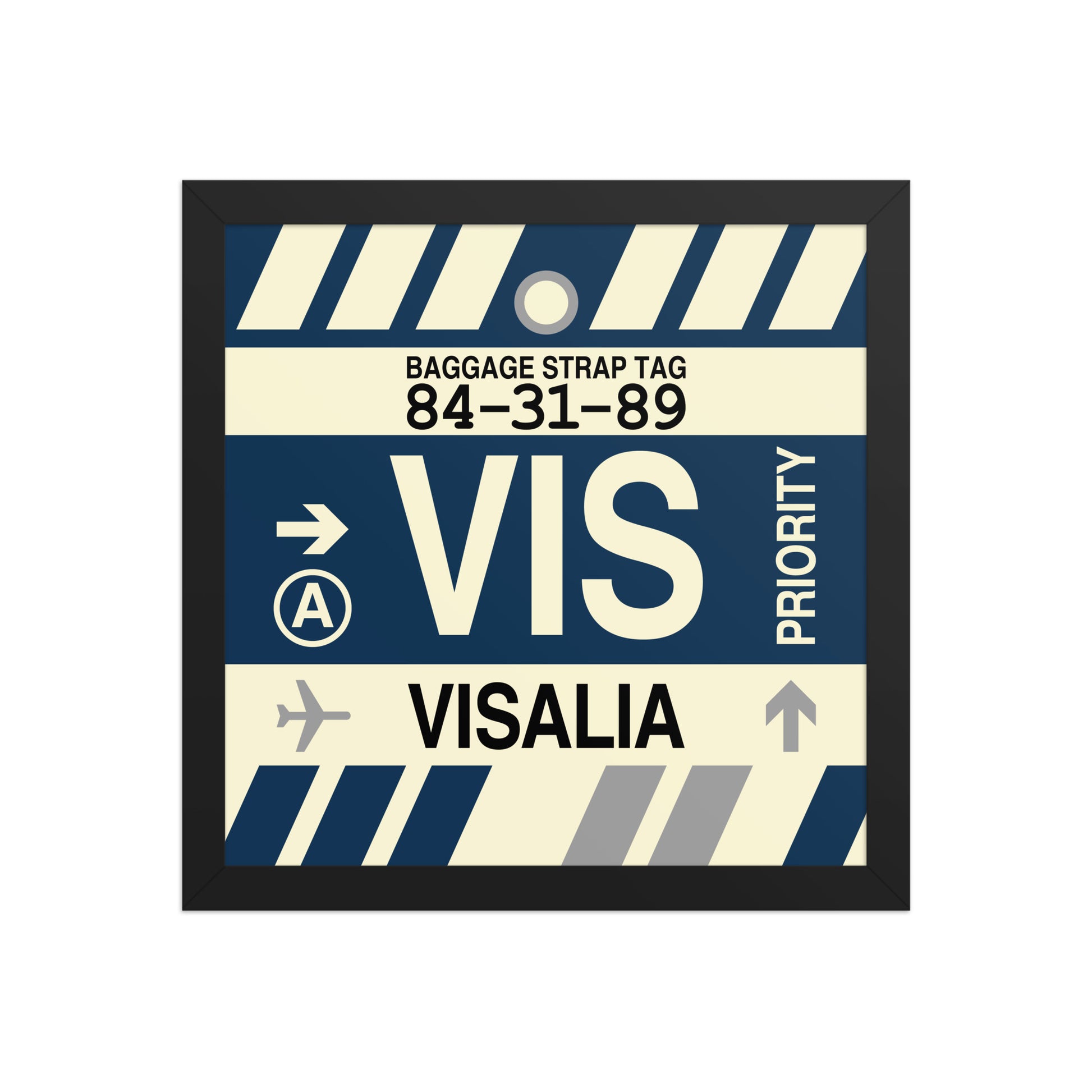 VIS Visalia Framed Print • Jet Age Baggage Tag Design • YHM Designs - Image 03