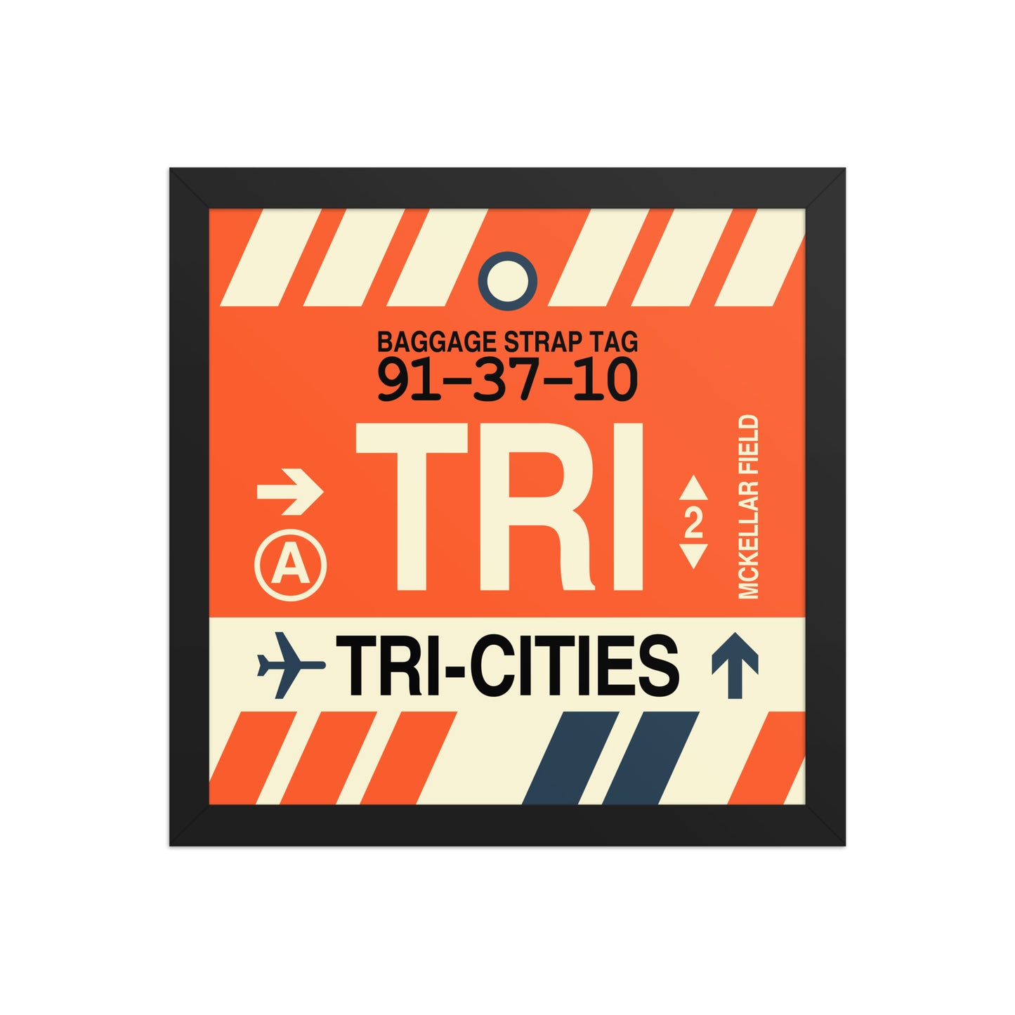 TRI Tri-Cities Framed Print • Jet Age Baggage Tag Design • YHM Designs - Image 03
