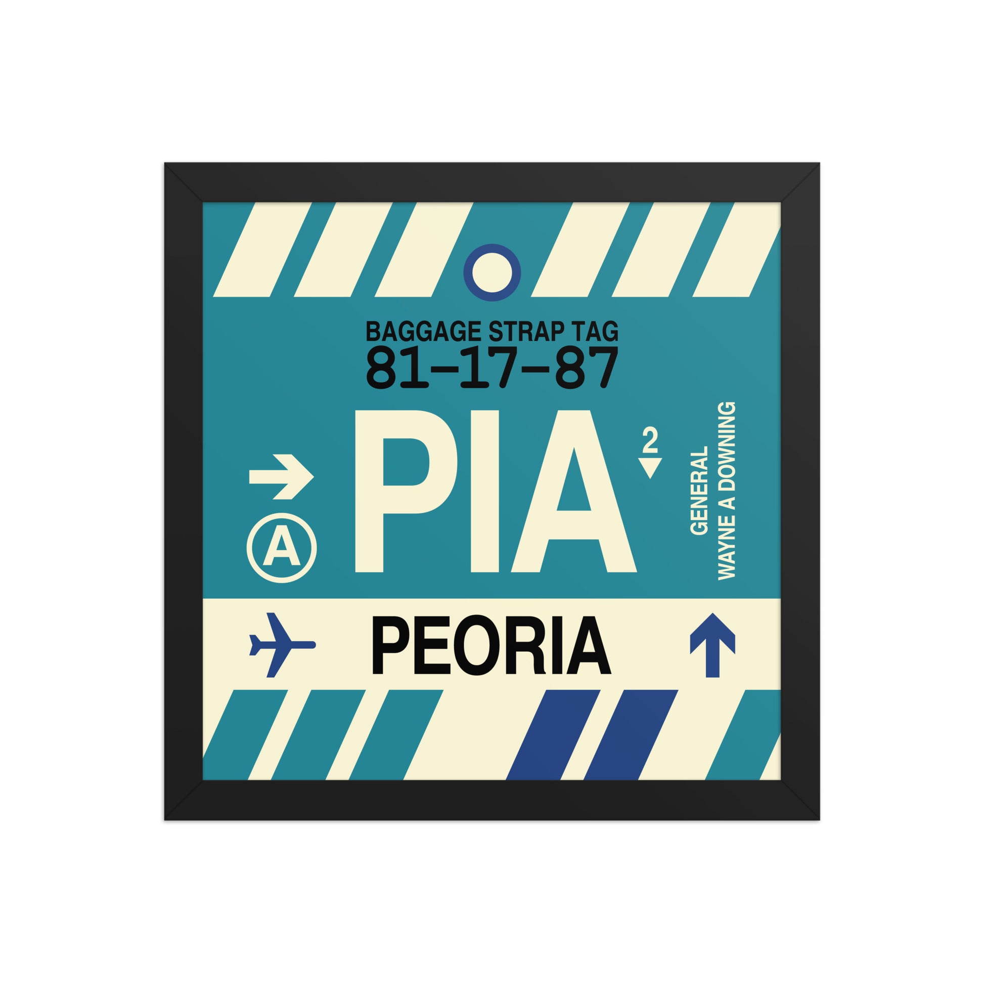 PIA Peoria Framed Print • Jet Age Baggage Tag Design • YHM Designs - Image 04