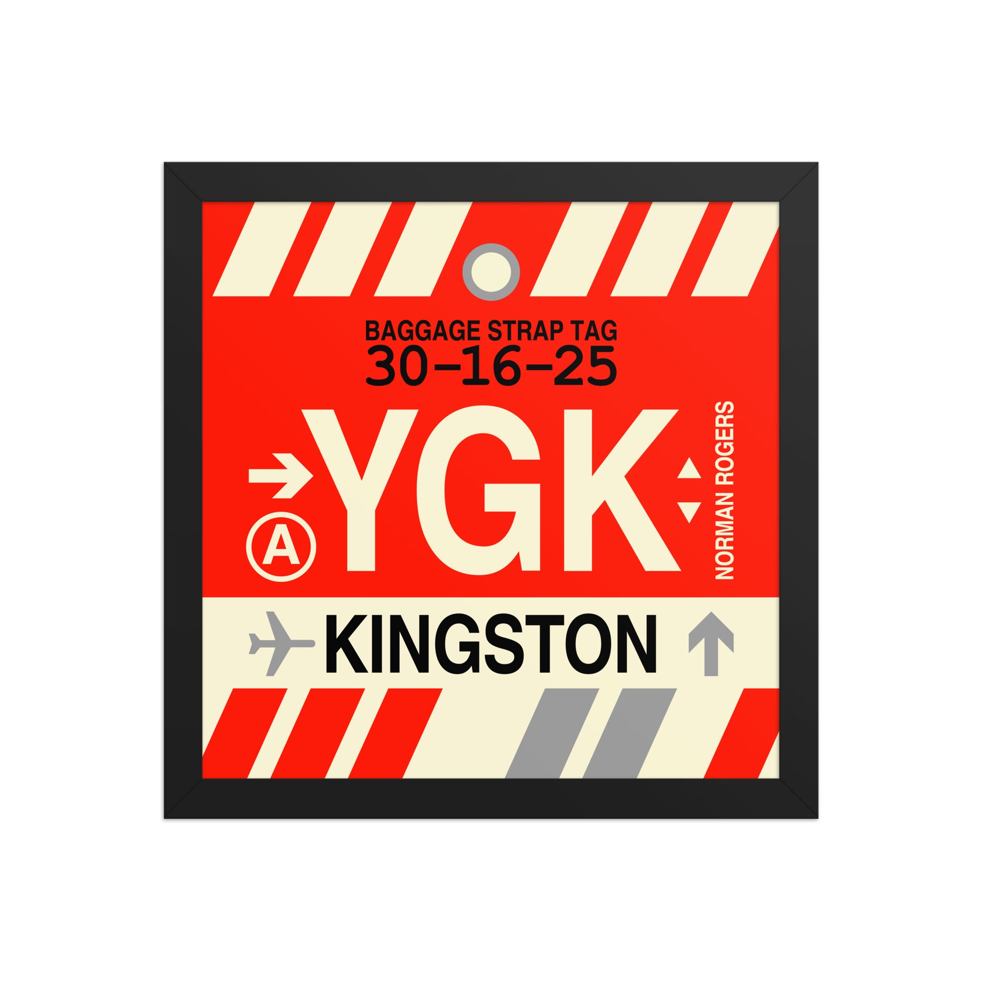 YGK Kingston Framed Print • Jet Age Baggage Tag Design • YHM Designs - Image 04