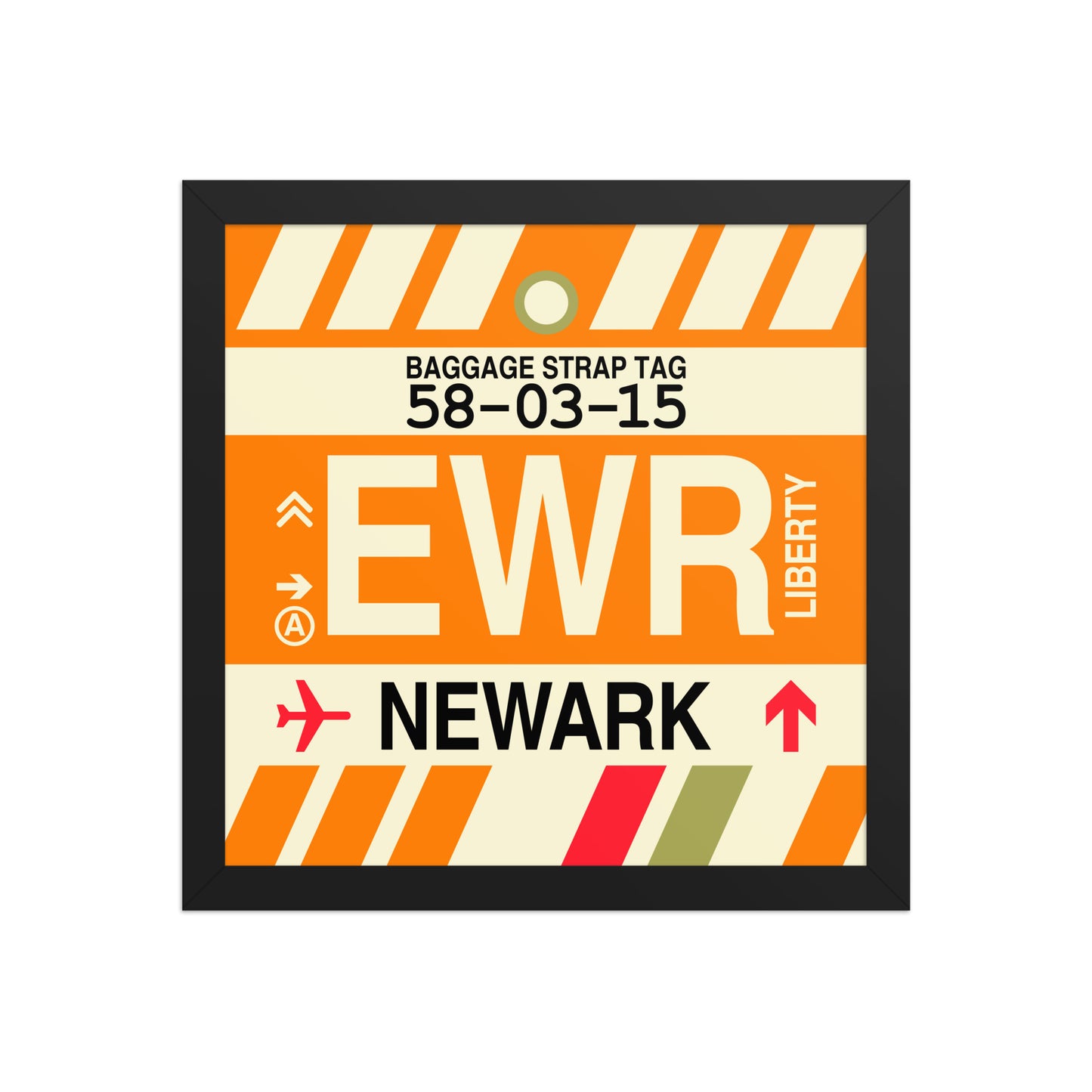 EWR Newark Framed Print • Jet Age Baggage Tag Design • YHM Designs - Image 04