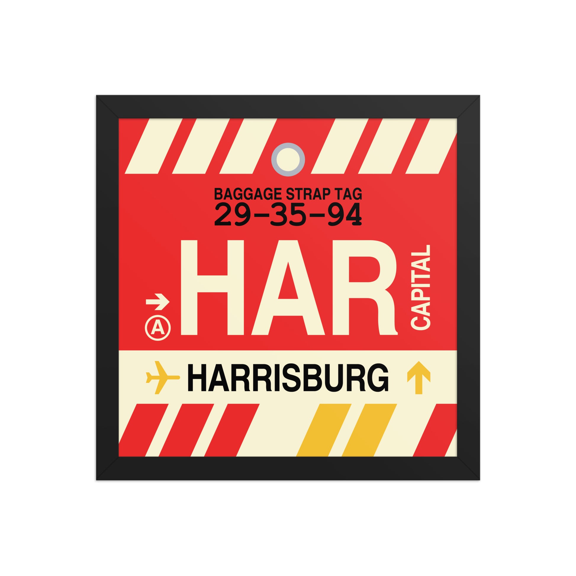 HAR Harrisburg Framed Print • Jet Age Baggage Tag Design • YHM Designs - Image 04