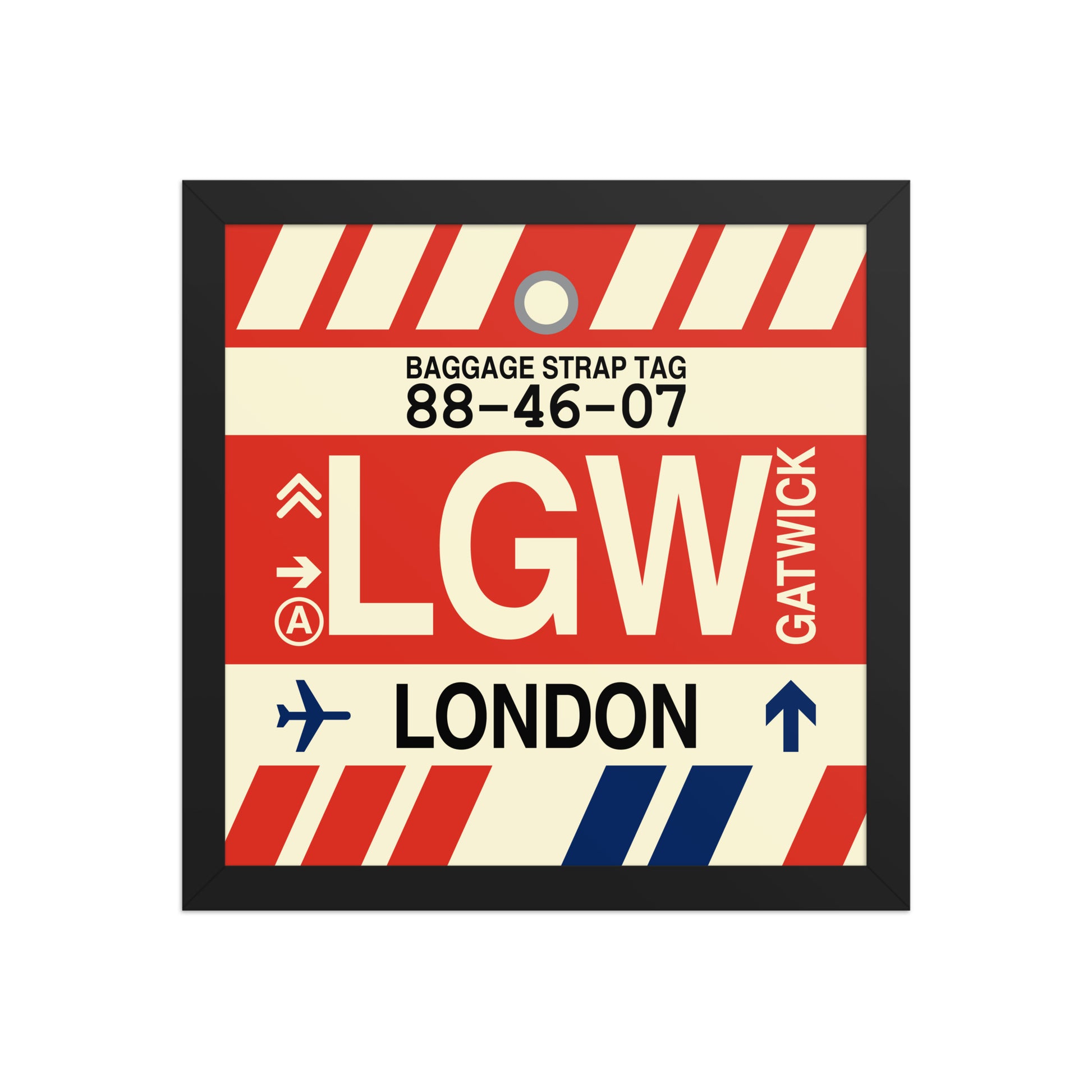 LGW London Framed Print • Jet Age Baggage Tag Design • YHM Designs - Image 04