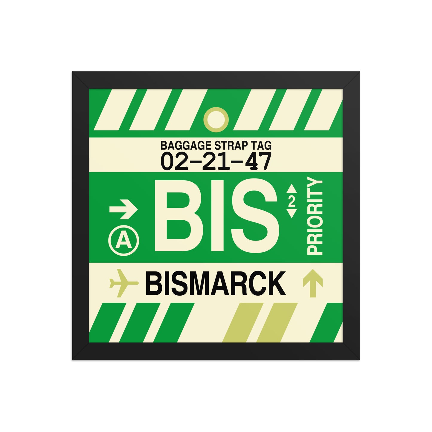 BIS Bismarck Framed Print • Jet Age Baggage Tag Design • YHM Designs - Image 04