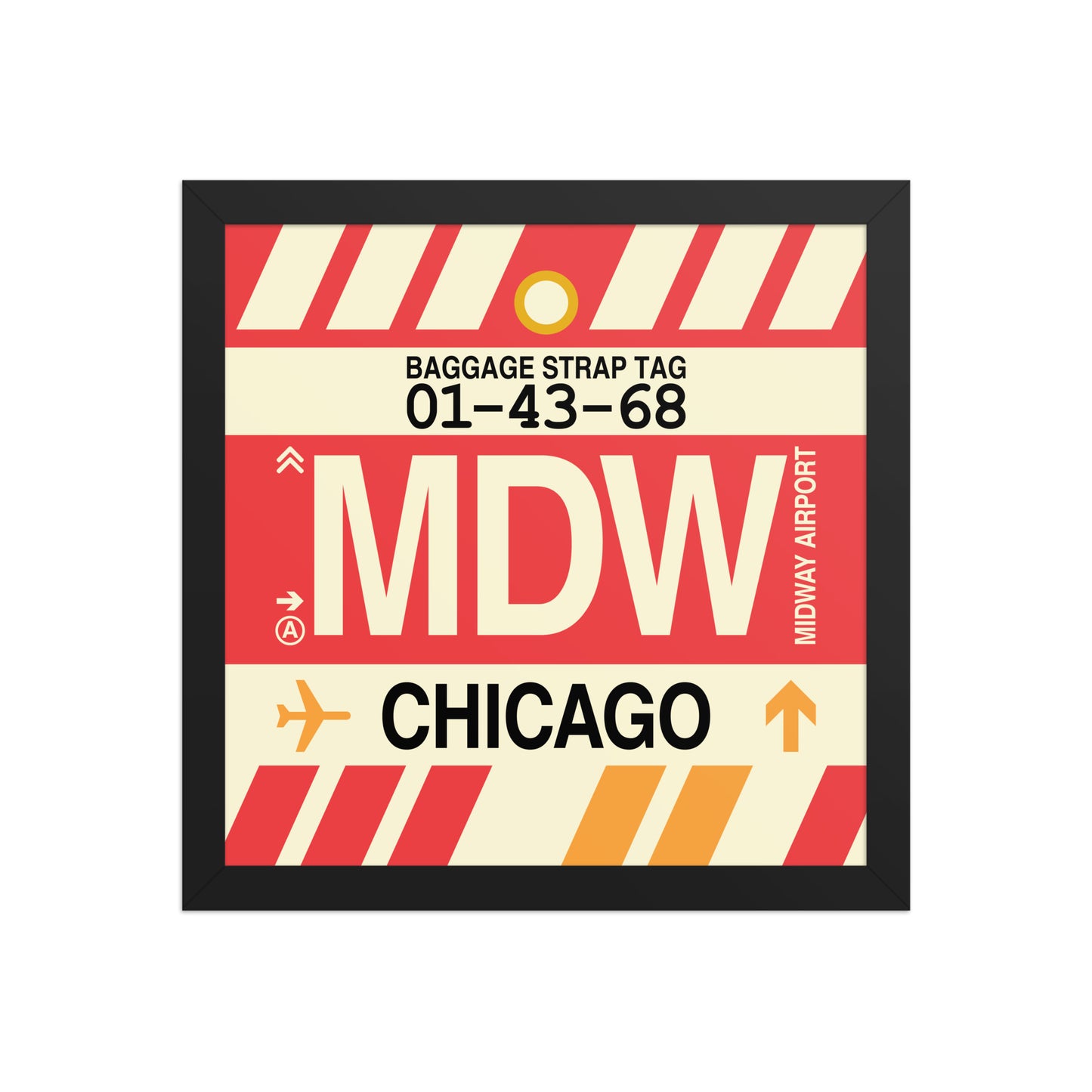 MDW Chicago Framed Print • Jet Age Baggage Tag Design • YHM Designs - Image 04