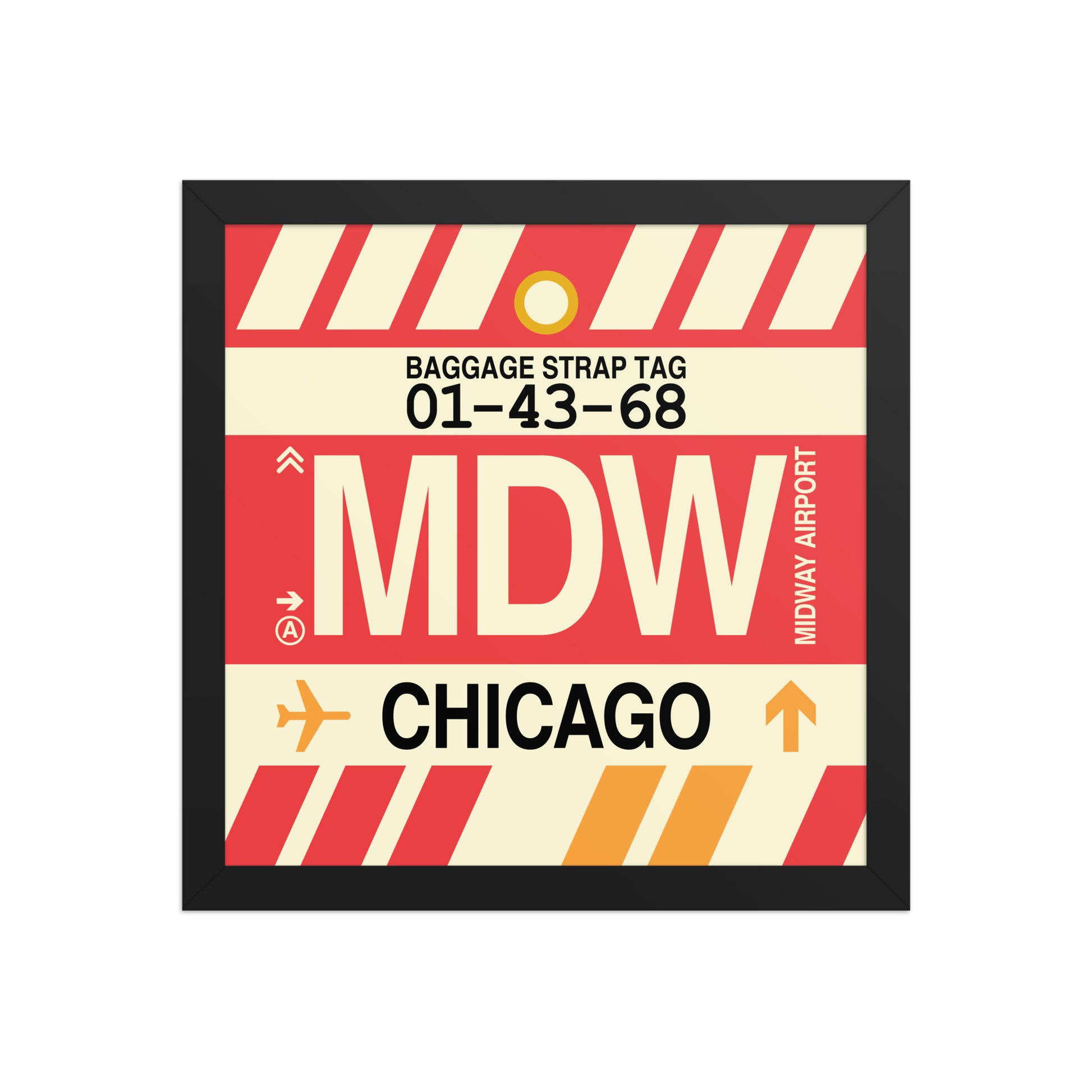 MDW Chicago Framed Print • Jet Age Baggage Tag Design • YHM Designs - Image 04