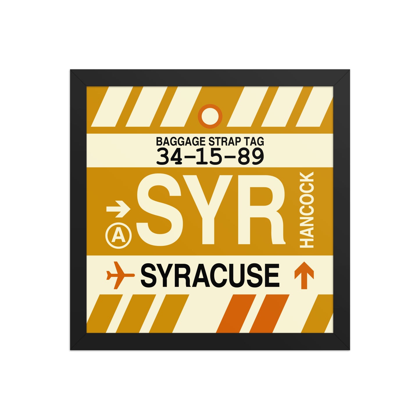 SYR Syracuse Framed Print • Jet Age Baggage Tag Design • YHM Designs - Image 04
