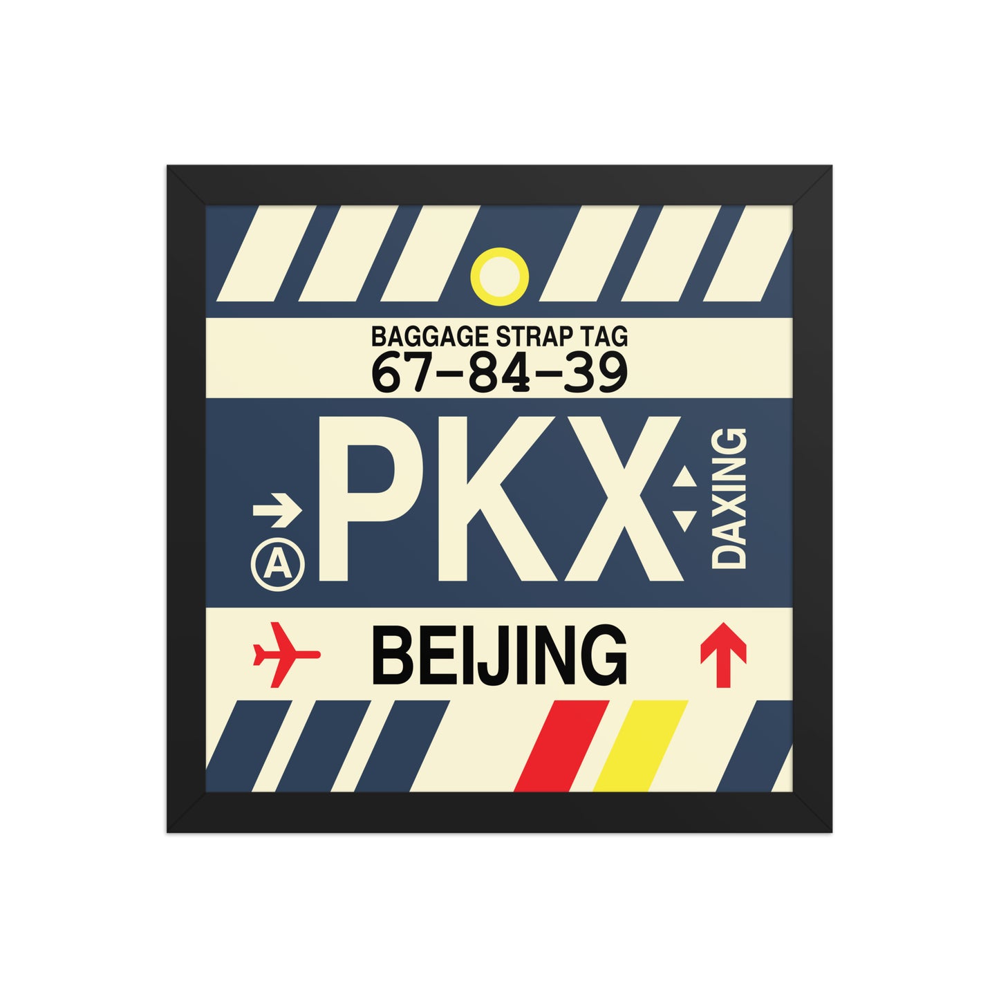 PKX Beijing Framed Print • Jet Age Baggage Tag Design • YHM Designs - Image 04