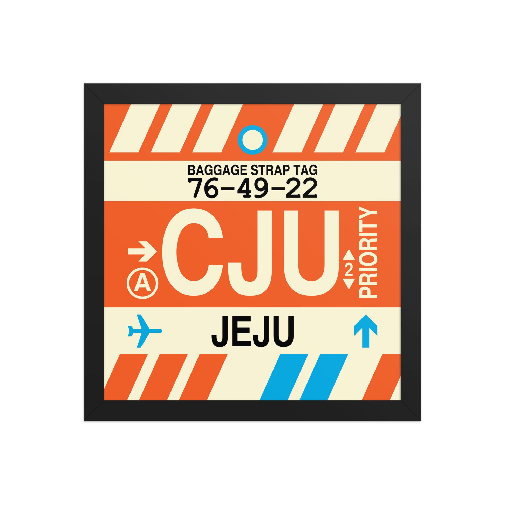 CJU Jeju Framed Print • Jet Age Baggage Tag Design • YHM Designs - Image 03