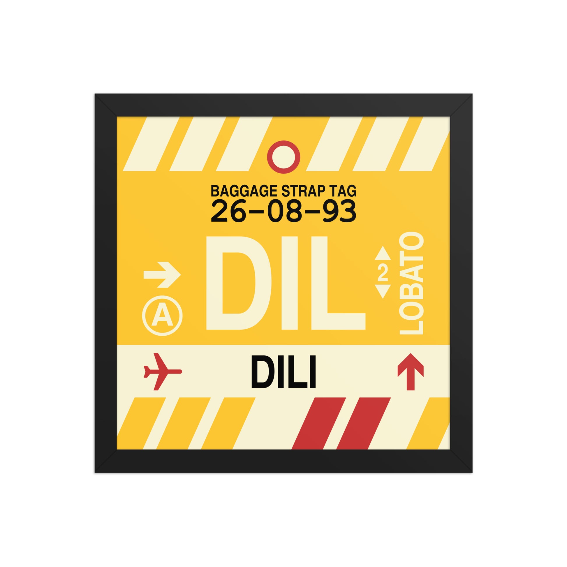 DIL Dili Framed Print • Jet Age Baggage Tag Design • YHM Designs - Image 03