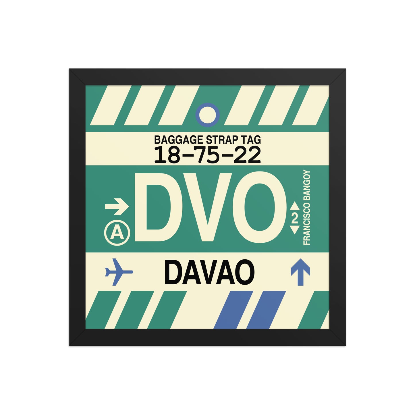 DVO Davao Framed Print • Jet Age Baggage Tag Design • YHM Designs - Image 03