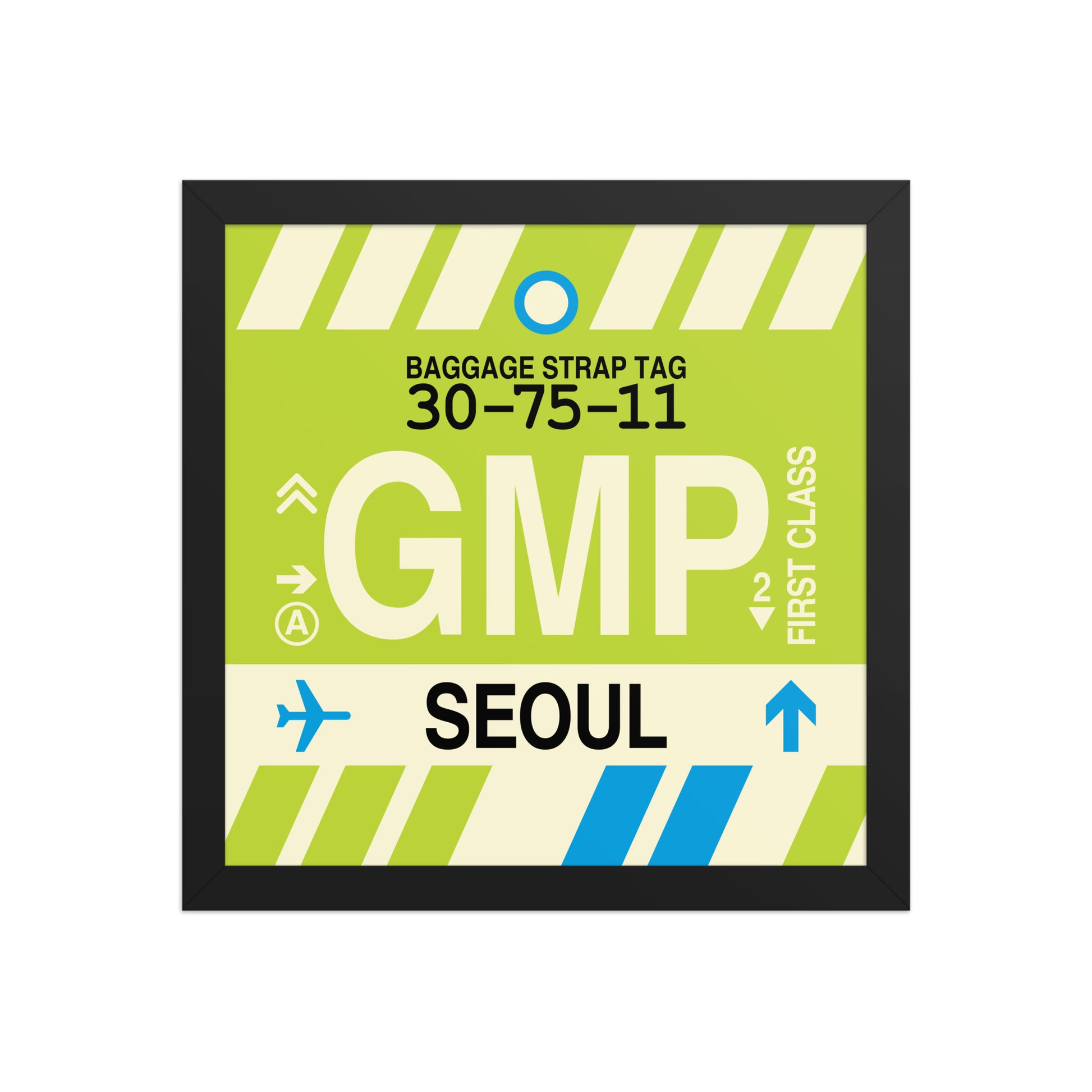 GMP Seoul Framed Print • Jet Age Baggage Tag Design • YHM Designs - Image 03