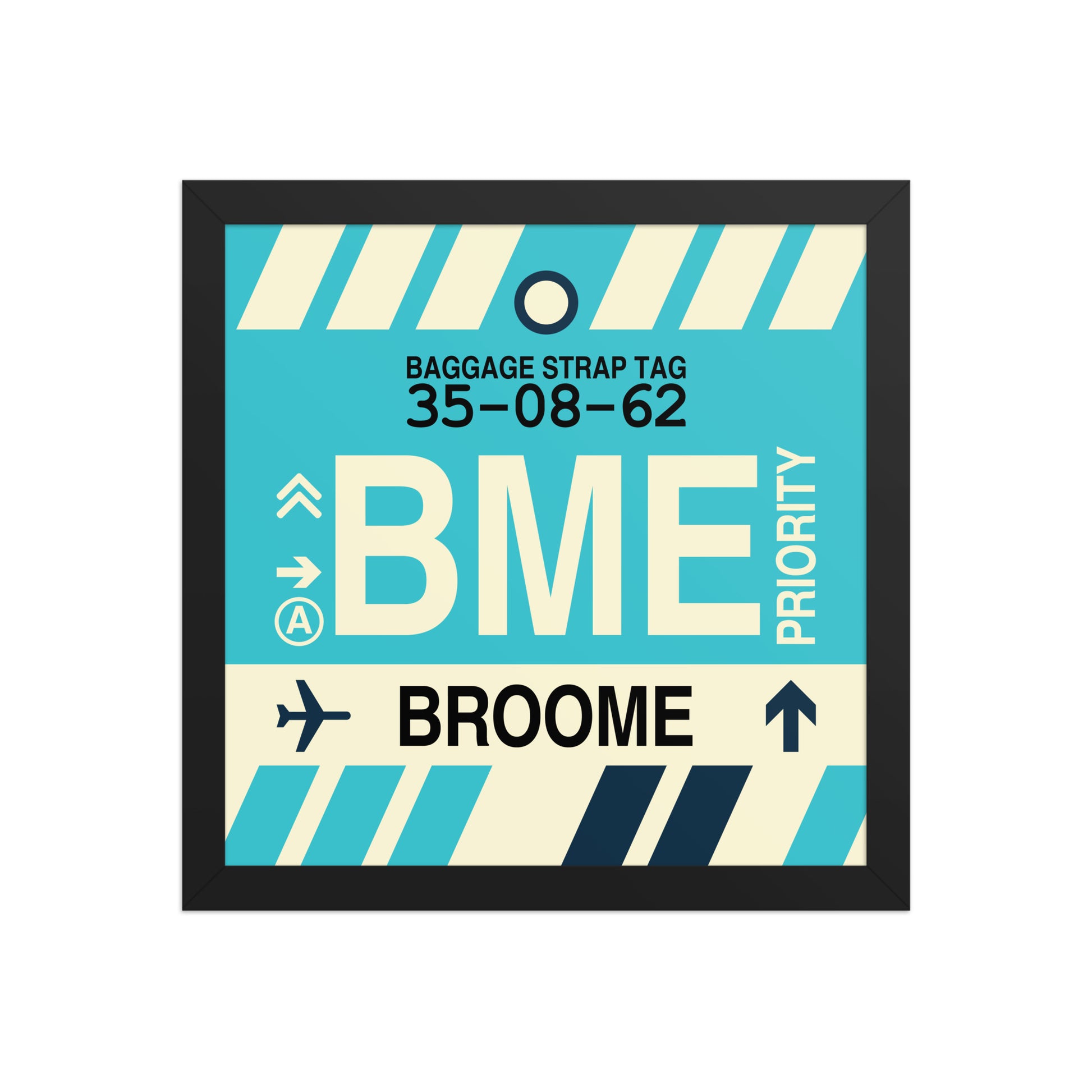 BME Broome Framed Print • Jet Age Baggage Tag Design • YHM Designs - Image 03