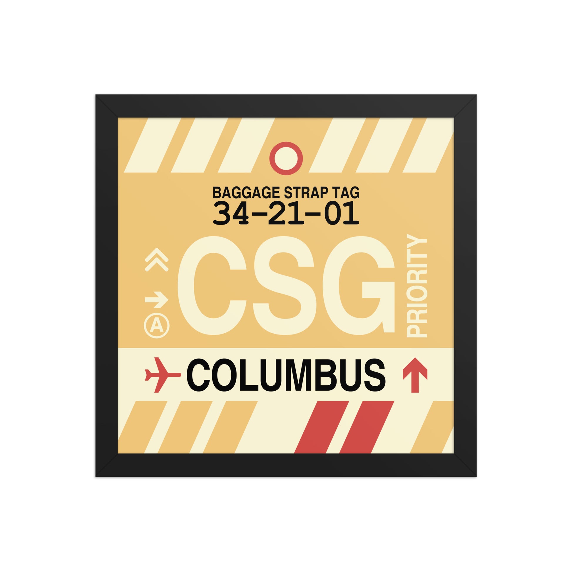 CSG Columbus Framed Print • Jet Age Baggage Tag Design • YHM Designs - Image 03