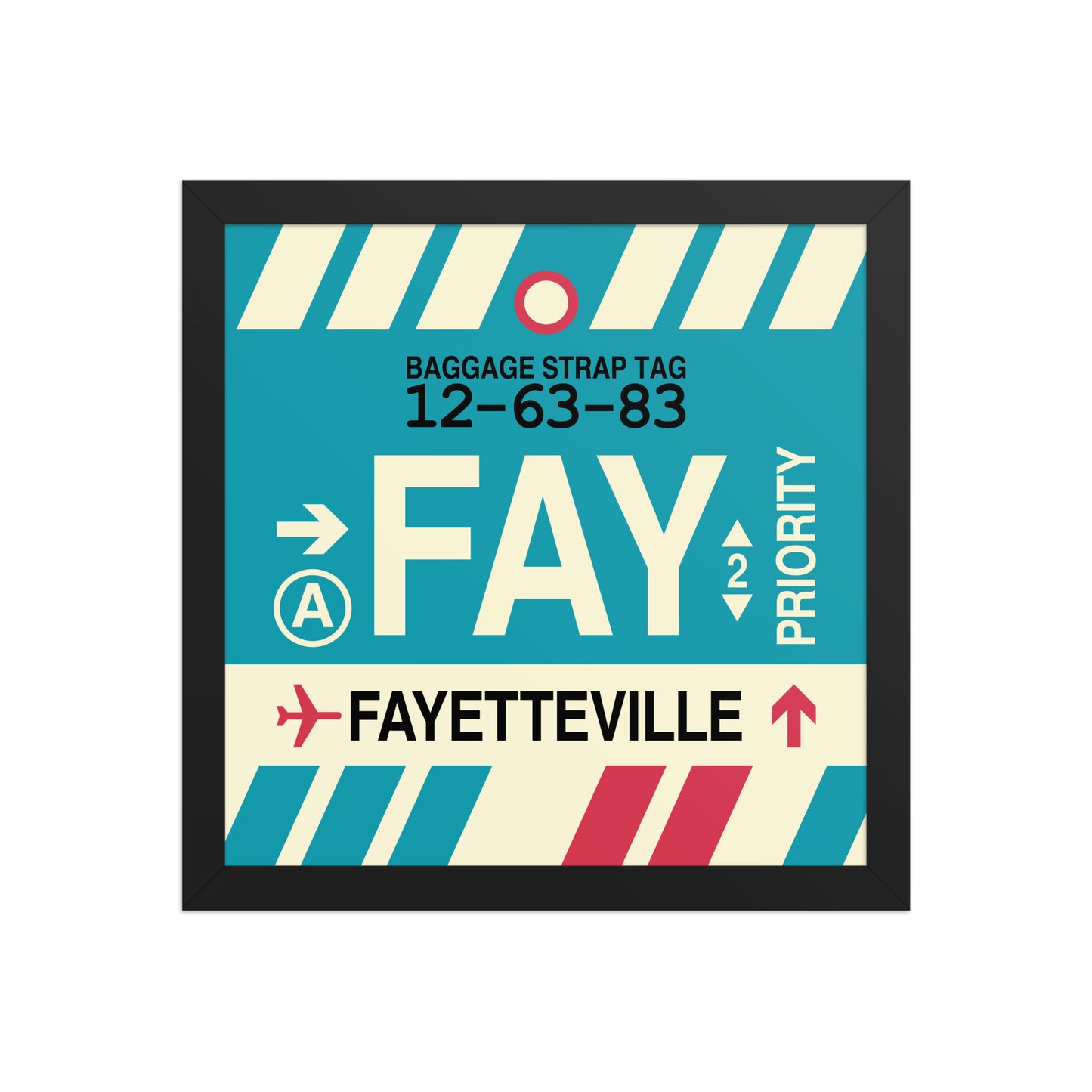 FAY Fayetteville Framed Print • Jet Age Baggage Tag Design • YHM Designs - Image 03