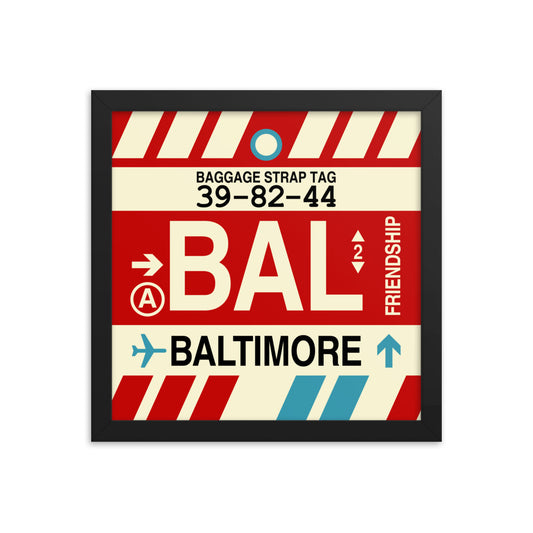 Travel-Themed Framed Print • BAL Baltimore • YHM Designs - Image 02