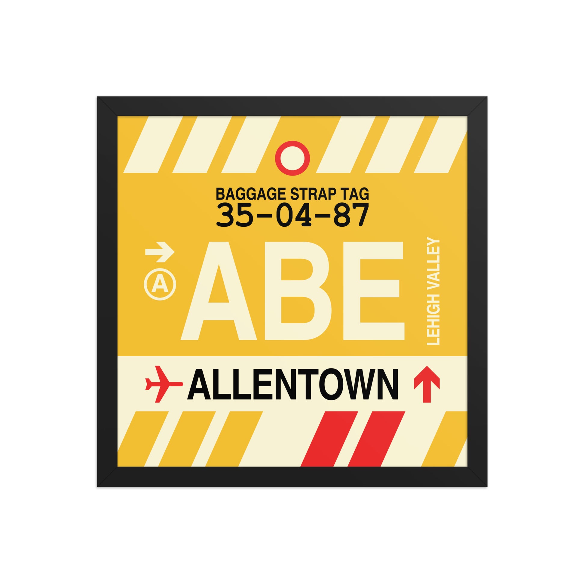 ABE Allentown Framed Print • Jet Age Baggage Tag Design • YHM Designs - Image 04